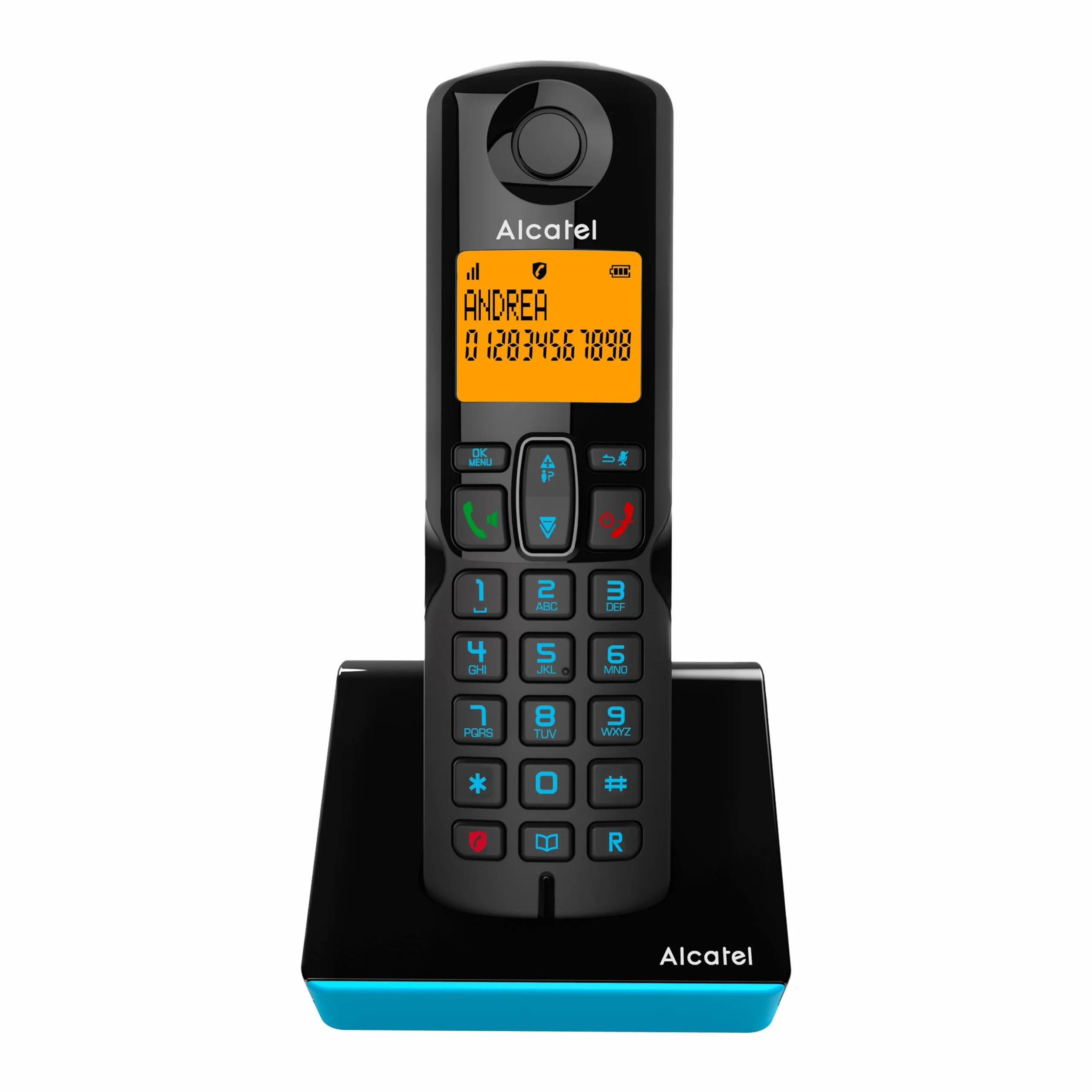 Alcatel S280 Schwarz und Blau, Freisprecheinrichtung, Anrufsperre, Telefonbuch mit 50 Namen und Nummern