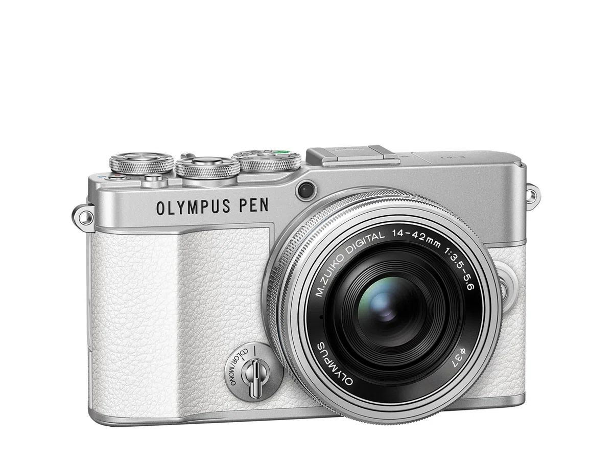 Olympus Pen E-P7 Kamera-Kit, 20-MP-Sensor, neigbarer HD LCD-Bildschirm, 4K-Video, Wi-Fi, Farb- und Monochromprofilsteuerung, weiß, inkl. M.Zuiko Digital ED 14-42mm EZ Silber