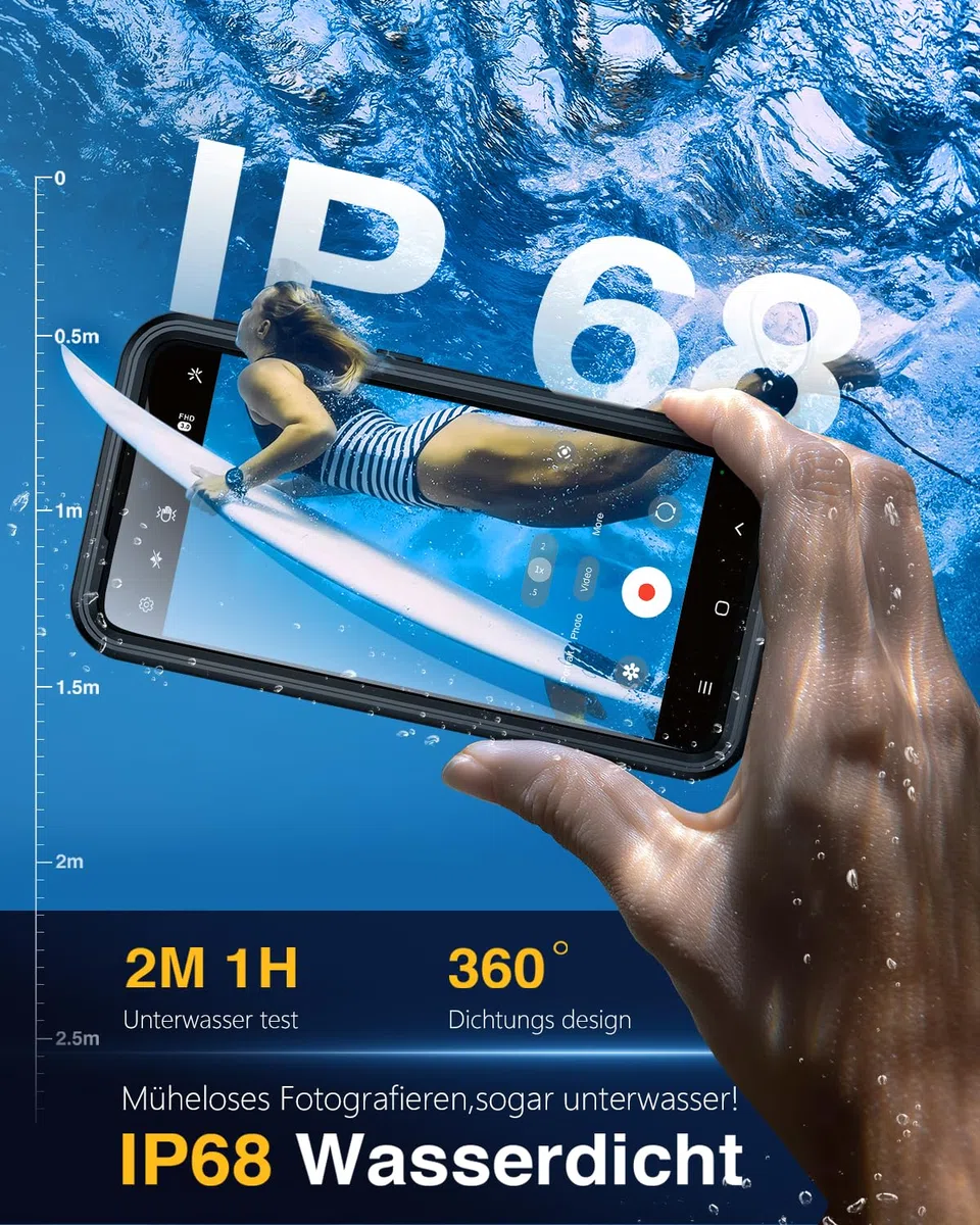 für Samsung Galaxy A57 5G Hülle,HandyHülle für Samsung A57 IP68 Wasserdicht 360 Schutzhülle,Stoßfest Staubdicht Outdoor Panzerhülle mit Eingebautem Displayschutz für Galaxy A57,Blau