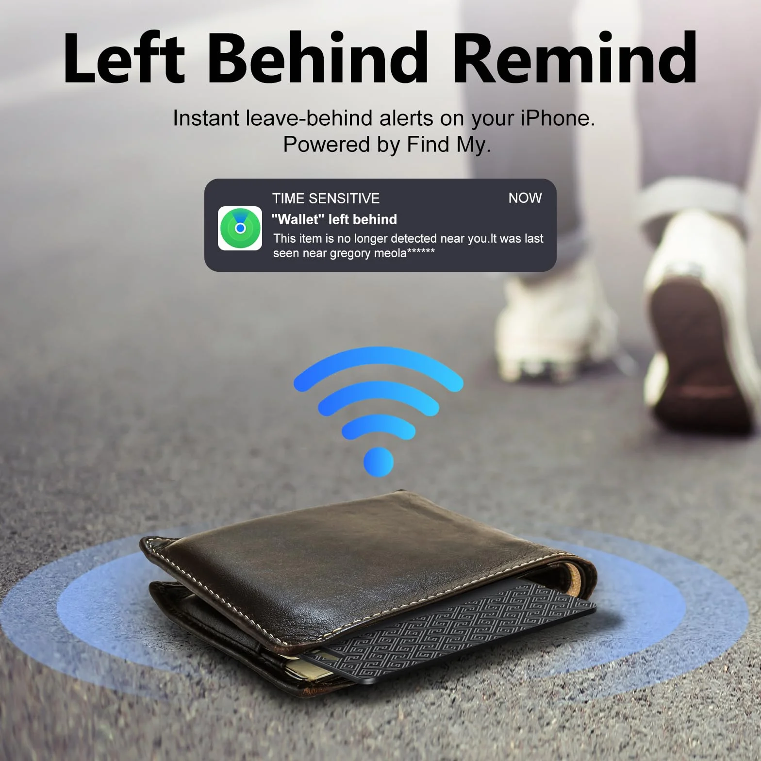 Dünne Geldbörsen-Tracker-Karte (nur iOS), Tracking Card mit Apple Find My, GPS Tracker, Unterstützt Kabelloses Laden, 10 Jahre Batterielaufzeit für Wallet, Reisepässe, Gepäck, Reisepässe, Schwarz