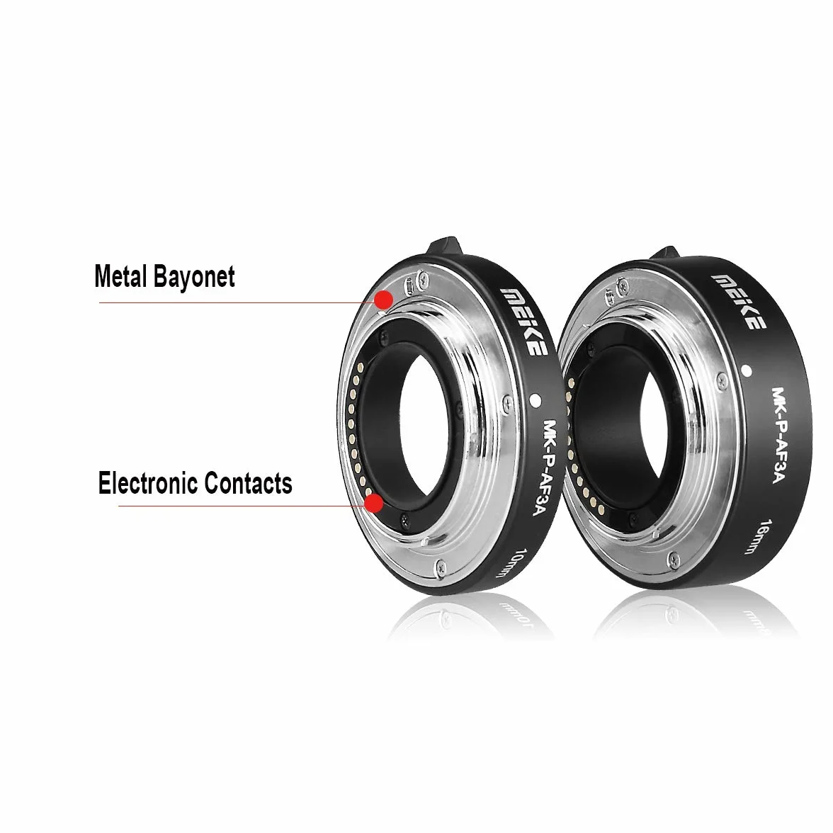 Meike MK-P-AF3A Metall-Autofokus-Verlängerungsrohr für Olympus Panasonic Micro Four Thirds M4/3 Systemkamera-Objektive (10mm+16mm)