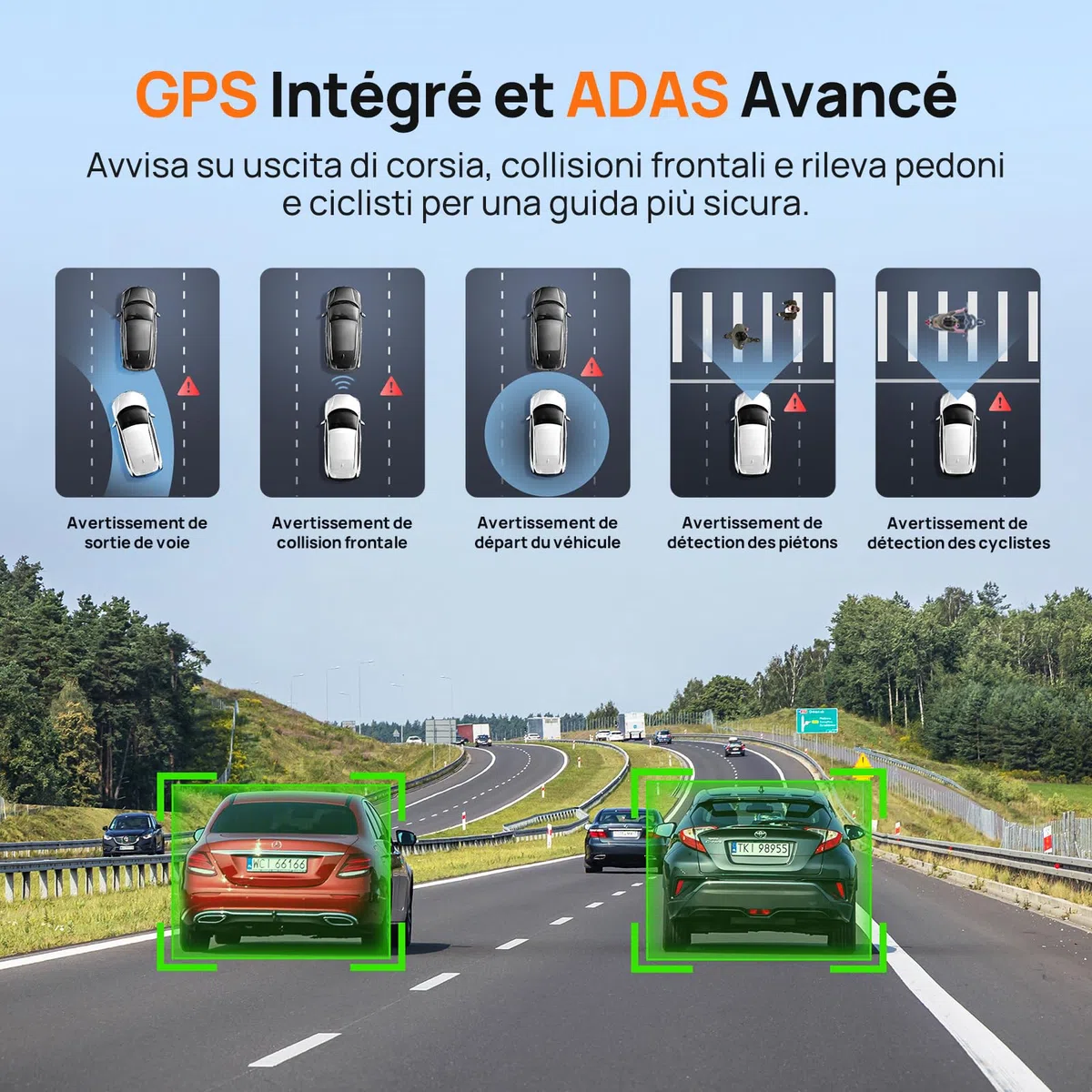 【70mai 4K Omni Dashcam + 128GB SD Karte + UP03】 70mai Dash Cam 4K Omni, Dashcam Auto 360 Grad, Dual STARVIS HDR, AI-Bewegungserkennung, Nachtsicht, GPS WiFi, 24H Parkmodus, App-Steuerung