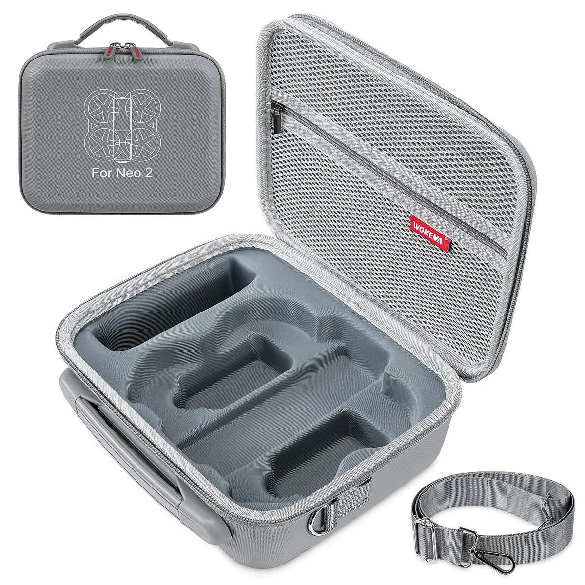 Neo 2 Tasche mit Verstellbarem Schultergurt – Tragbare Tragetasche für DJI Neo 2 Drohne, Akkus, Zweiwege-Ladestation und Sonstiges kleines Zubehör – Grau PU