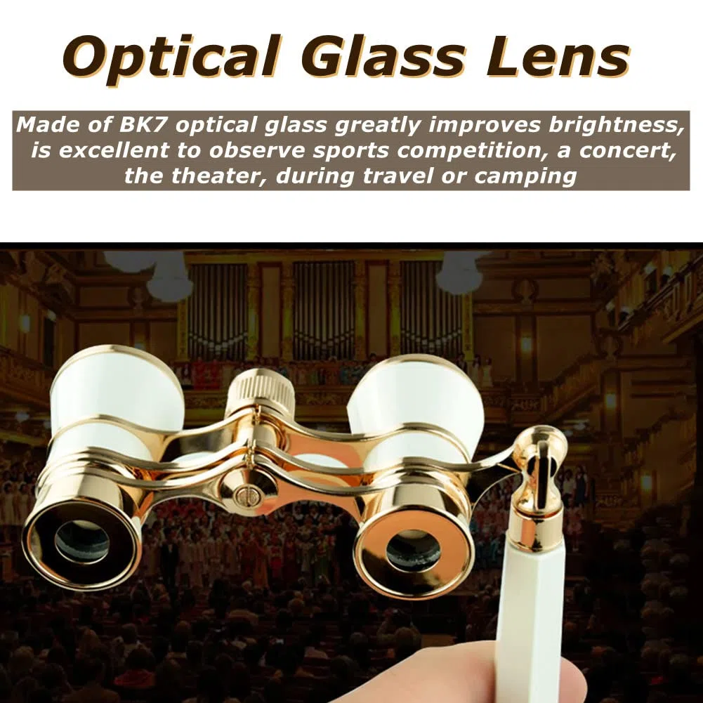 143 Opera-Brille, Fernglas, 3 x 25 cm, Mini-Fernglas für Frauen, Mädchen, Kinder, für Pferderennen im Theater, klassisches für Damen (Prismus BAK-7) (weiß)