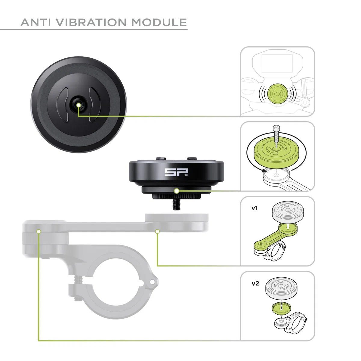 SP CONNECT Moto Bundle mit Anti Vibration Module | SPC+ | kompatibel mit iPhone 14/13 | Handyhalter für Motorrad Bike Moped Roller | Gadget Halterung für Navi