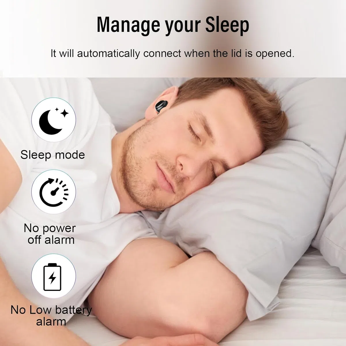 Schlafkopfhörer Bluetooth 5.4, 2026 Mini In Ear Kopfhörer Kabellos für Seitenschläfer, 47Std Spielzeit Sleep Earbuds mit LED-Anzeige, Passive Geräuschisolierung, HiFi Stereo Ohrhörer für Schlaf/Reise