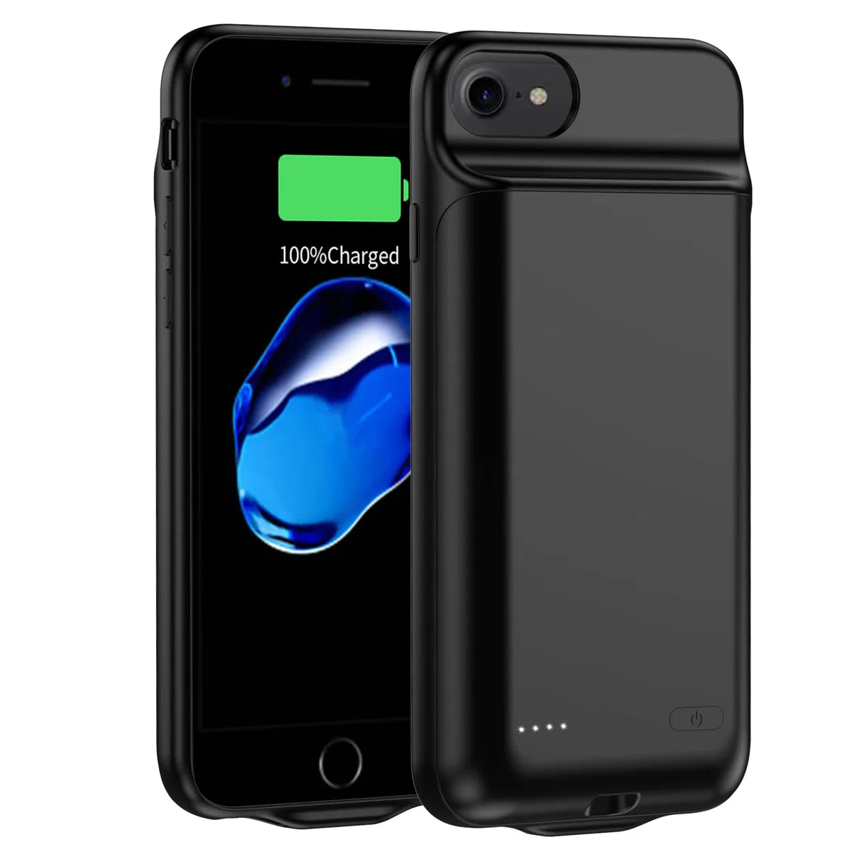 Batteriegehäuse für iPhone 6/6s/7/8/SE (2020/2022) 4,7 Zoll, 6800 mAh tragbares Ladegerät-Hülle, wiederaufladbarer Akku, erweiterter Akku(4,7 Zoll), Schwarz