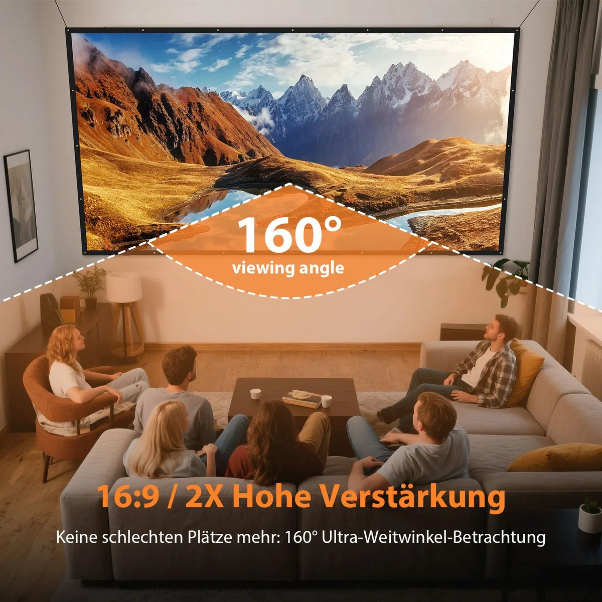 84 Zoll Beamer Leinwand Outdoor: VOOPVOR Projektionsleinwand Faltbar & Tragbar mit Tragetasche - 16:9 Schwarz, Lichtundurchlässig, Waschbar & Knitterfrei - Hinweis: ohne Klebehaken