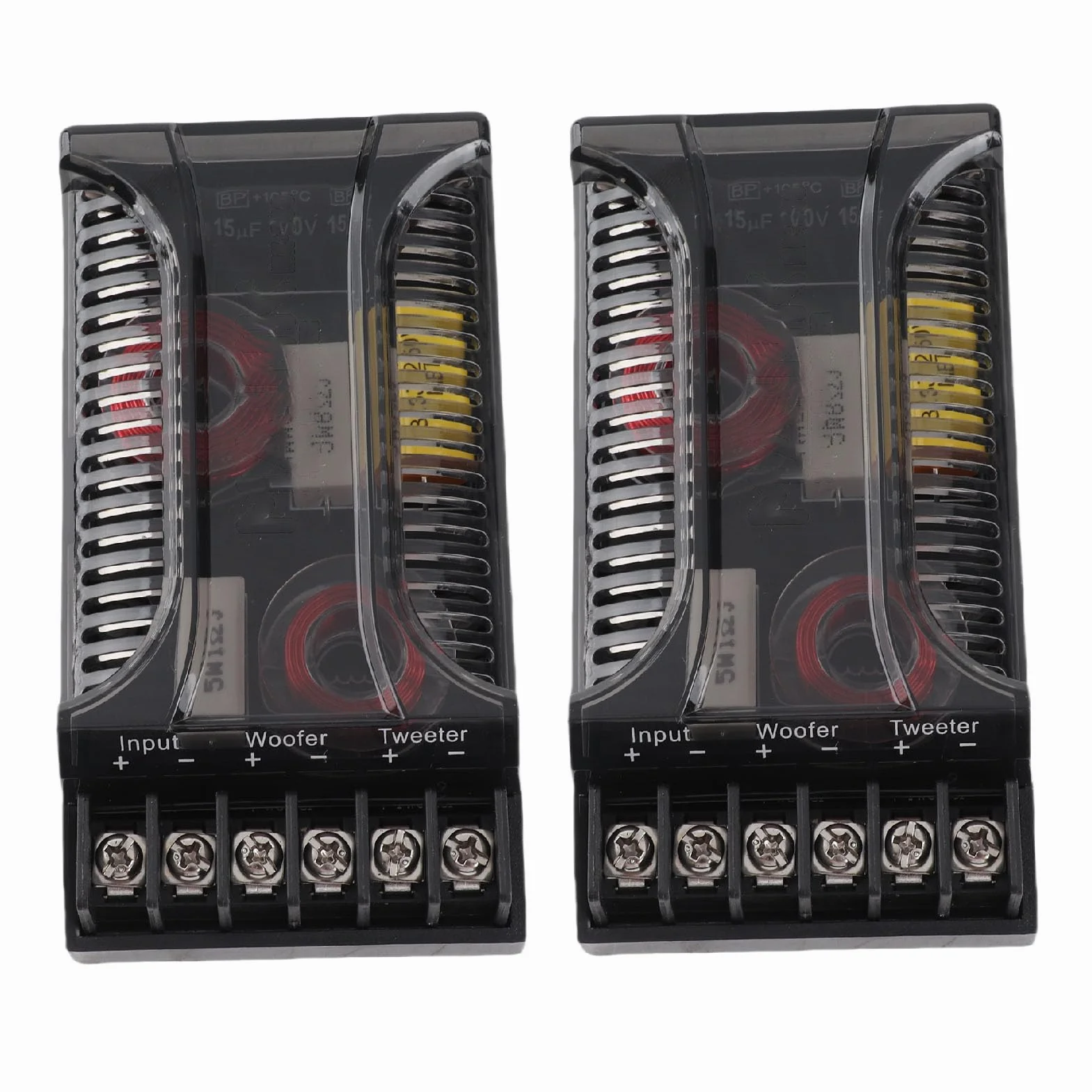 Ejoyous Auto Frequenzweiche 2 Wege, 12V Universal Auto Lautsprecher Frequenzteiler Auto Audio Frequenzweiche, für Richtigen und Klaren Klang zu Gewährleisten