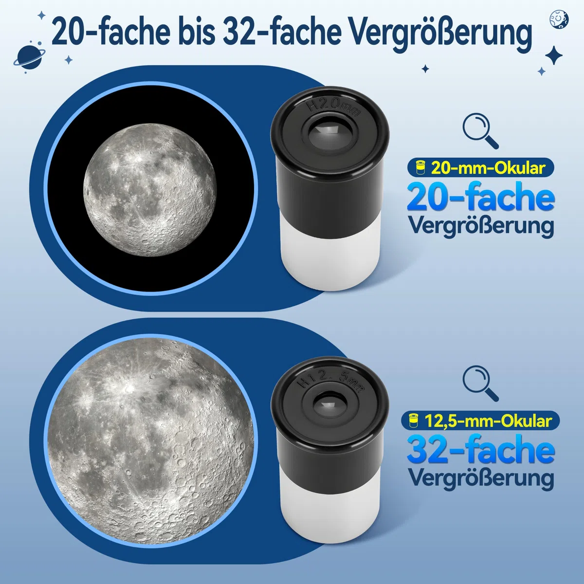 Aomekie Teleskop für Kinder und Einsteiger mit 10X Smartphone Adapter, Ausziehbarem Stativ, Tasche, Mondfilter und Aufrechtem Sucherfernrohr
