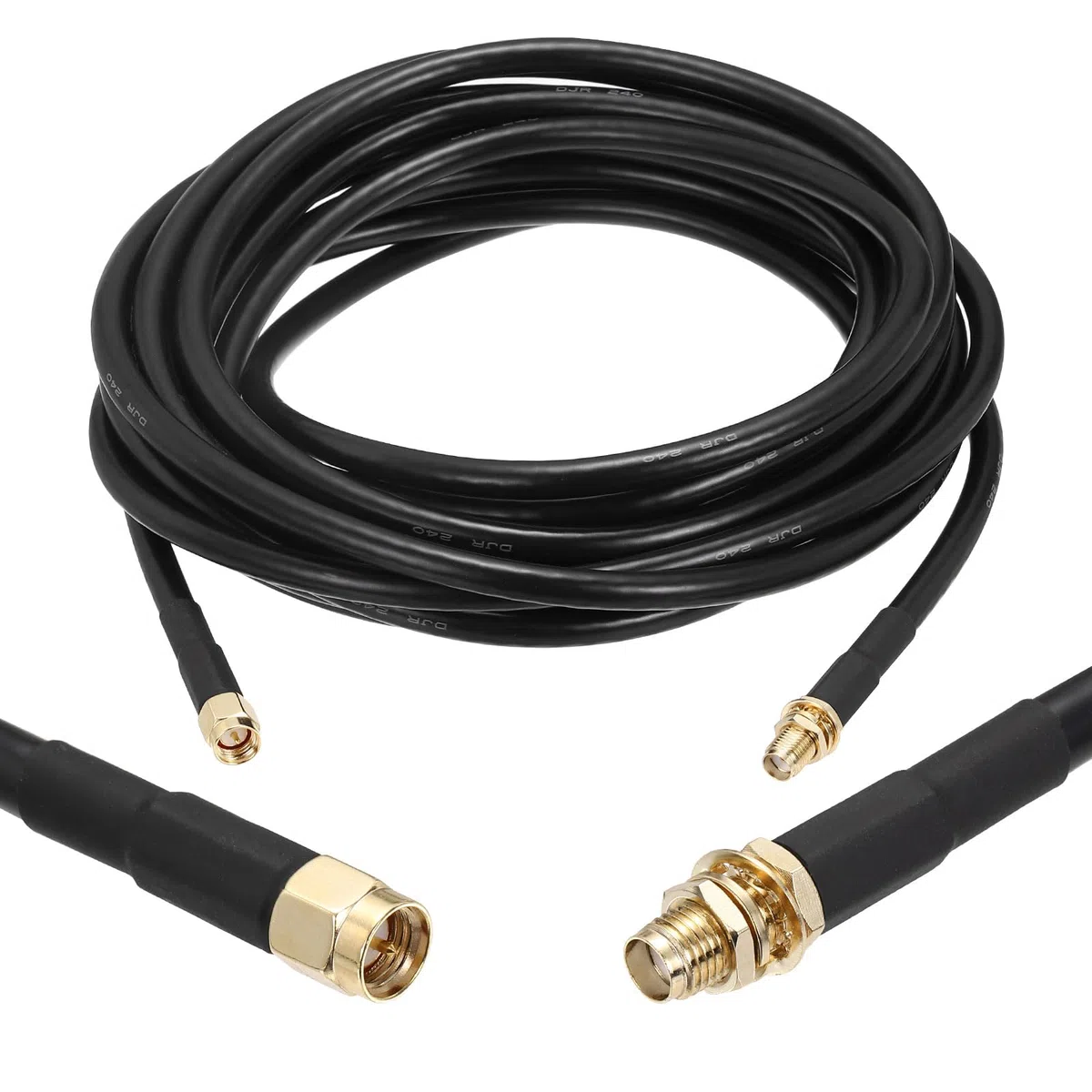 sourcing map KMR/LMR240 Koaxial-Verlängerungskabel, 50 Ohm, 4,5 m, SMA-Stecker auf SMA-Buchse, RF-Koaxialkabel, Antennenkabel, Verlängerung mit Stecker für 3G, 4G, 5G, LTE, Ham, WLAN, GPS, RF-Radio