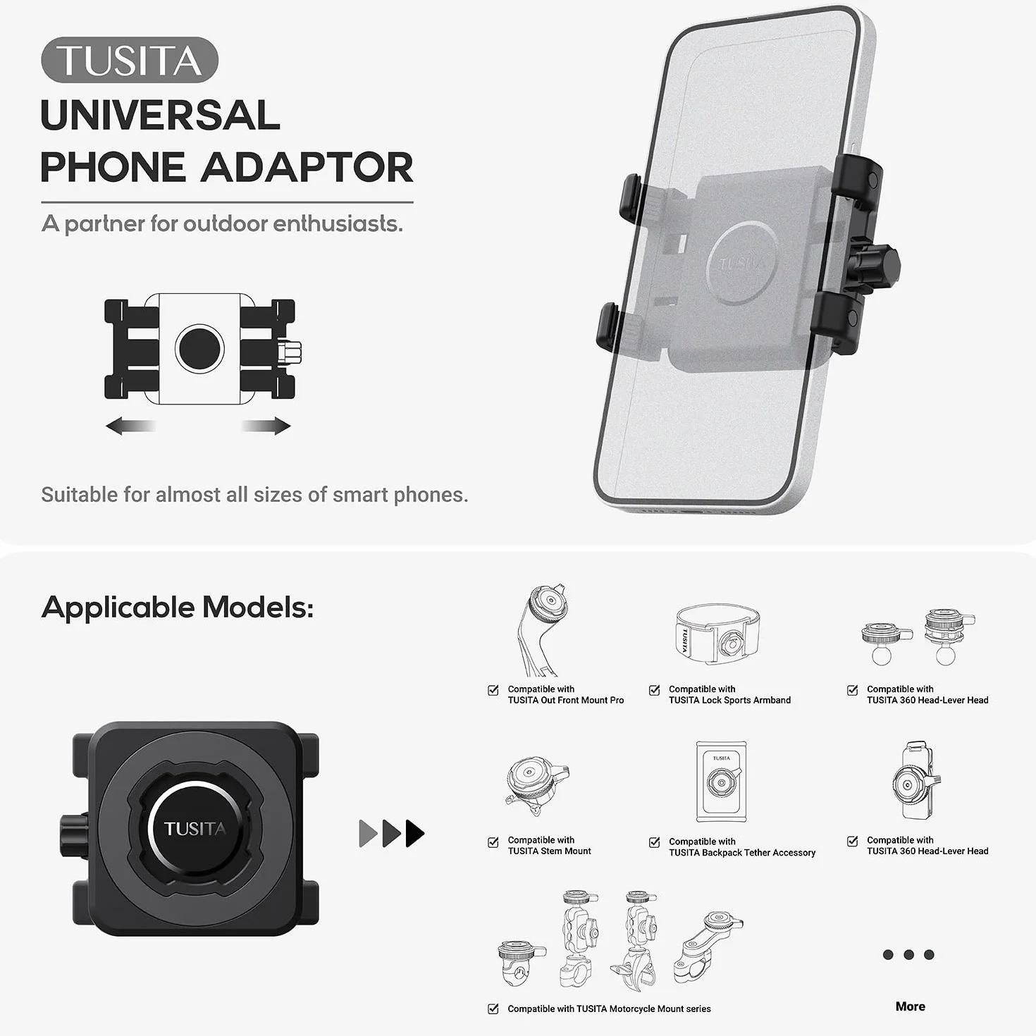 TUSITA Lock Handyhalterung - Universel Adapter Klemme Kompatibel mit Quad Lock Halterung
