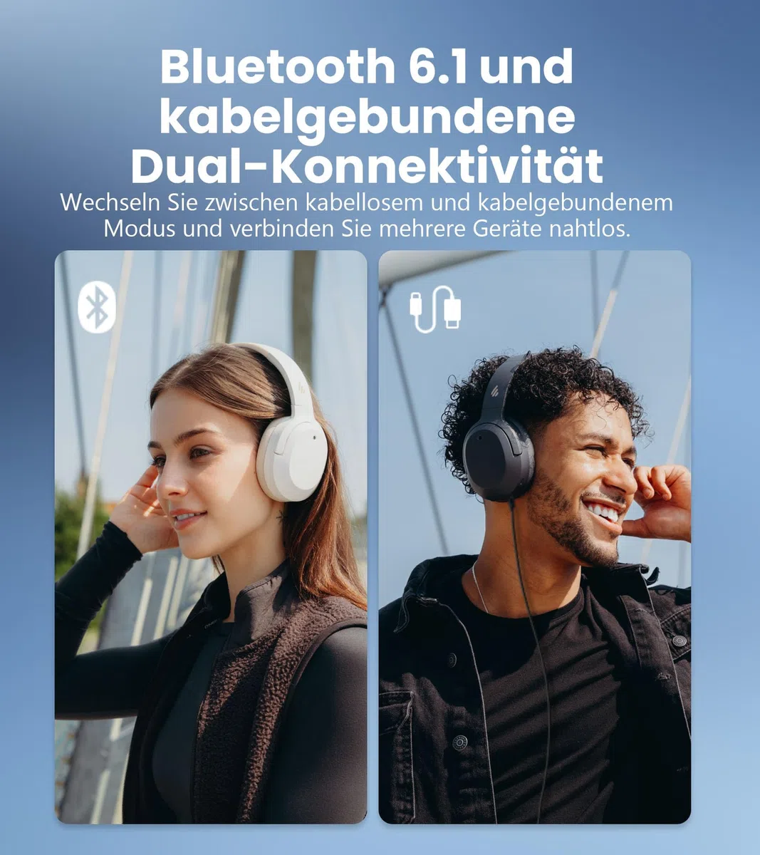 Edifier W820NB Plus Gen 2 Faltbarer Bluetooth V6.1 Over-Ear-Kopfhörer mit -49 dB Geräuschunterdrückung, kabellos und kabelgebunden, Hi-Res-Audio, 88 Stunden Spielzeit, räumlicher Klang (Dunkelgrau)