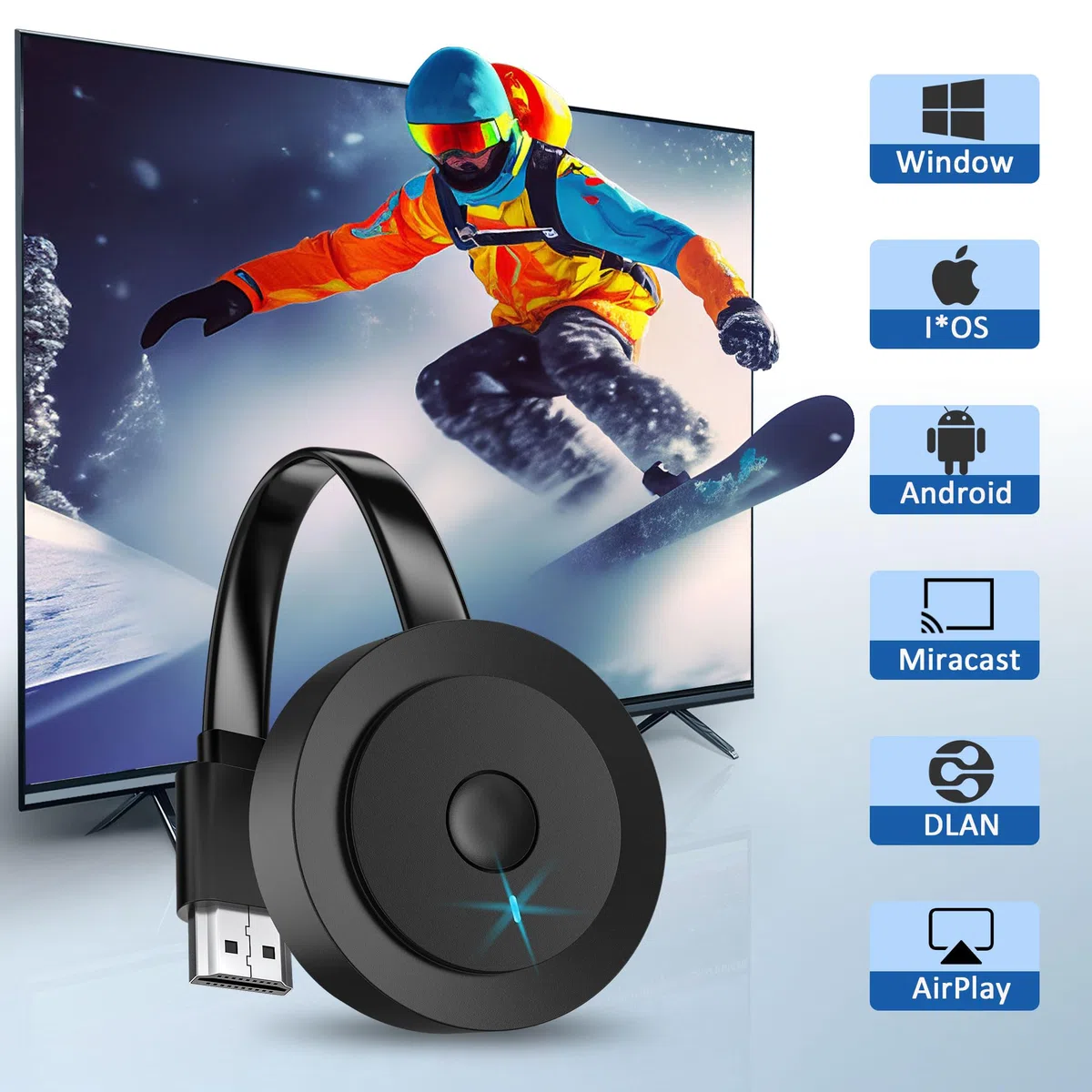 Wireless HDMI Adapter für TV, SOCLLLife Wireless HDMI Dongle, Miracast Dongle,Kabellos HiFi Adapter von Android/OS/Windows/Mac OS Laptop,Tablet, to PC/TV/Monitor/Projektor, Miracast/Airplay/DLNA 16"