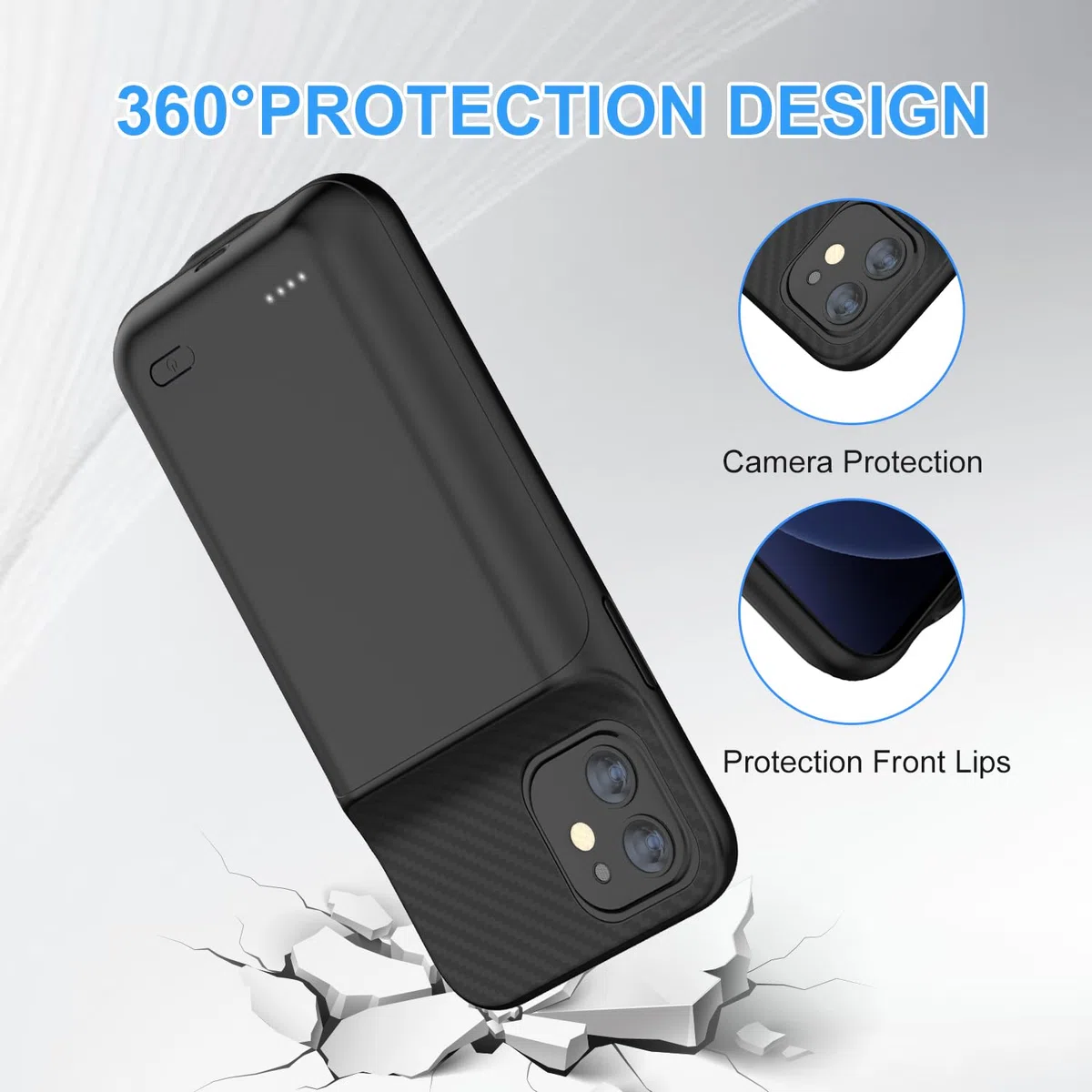 Akkuhülle für iPhone 13/13Pro/14, 13800 mAh Ultradünne Schutzhülle Ladehülle