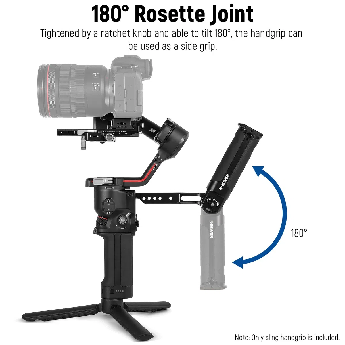 NEEWER Verstellbarer Sling Handgriff, kompatibel mit DJI Ronin RS5, RS4, RS3 Mini, RS 3 Pro, RS 2, RSC 2 Gimbal Stabilisator für Aufnahmen aus niedrigen Winkeln, maximale Belastung 13,2lb, ST49