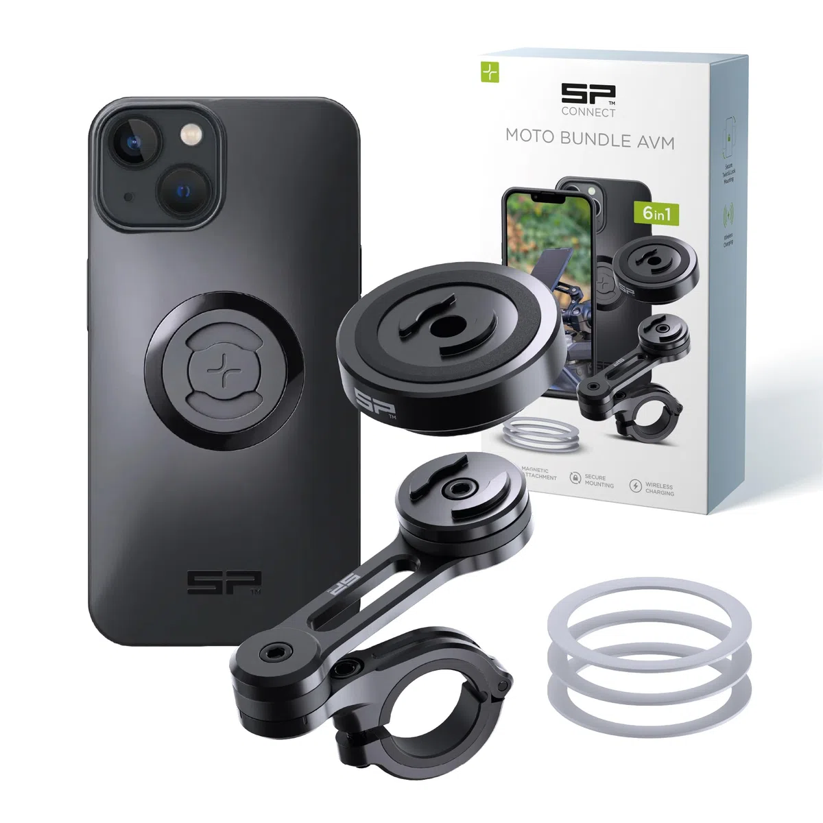 SP CONNECT Moto Bundle mit Anti Vibration Module | SPC+ | kompatibel mit iPhone 14/13 | Handyhalter für Motorrad Bike Moped Roller | Gadget Halterung für Navi