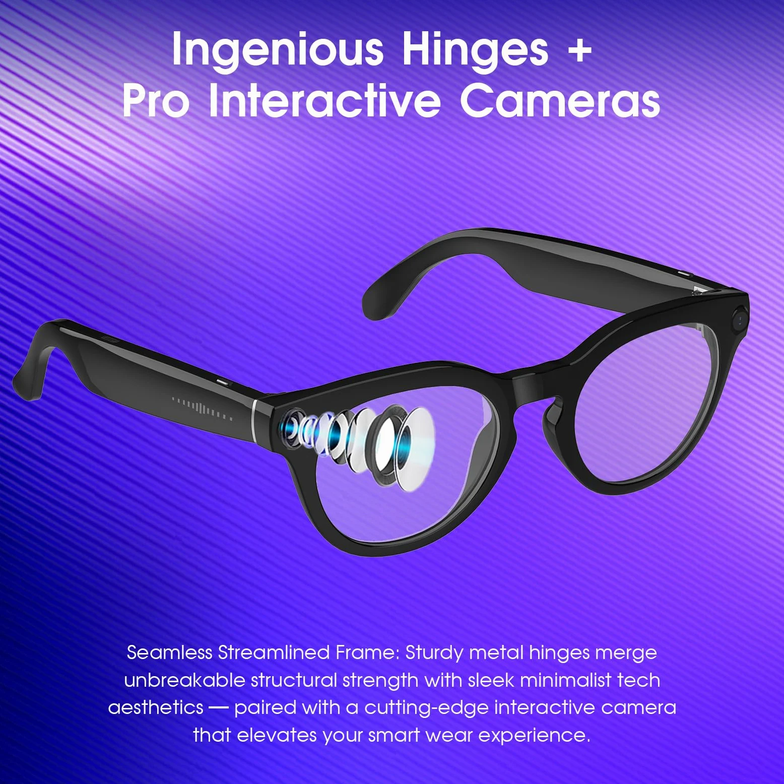 AI Smart Glasses mit Kamera, 8MP HD Kamera Brille, Lautsprecher mit Offener Rückseite, Photochrome Gläser, Unterstützt Foto, Videos, KI Brille für Outdoor-Aktivitäten, Radtouren, Wandern, Reisen