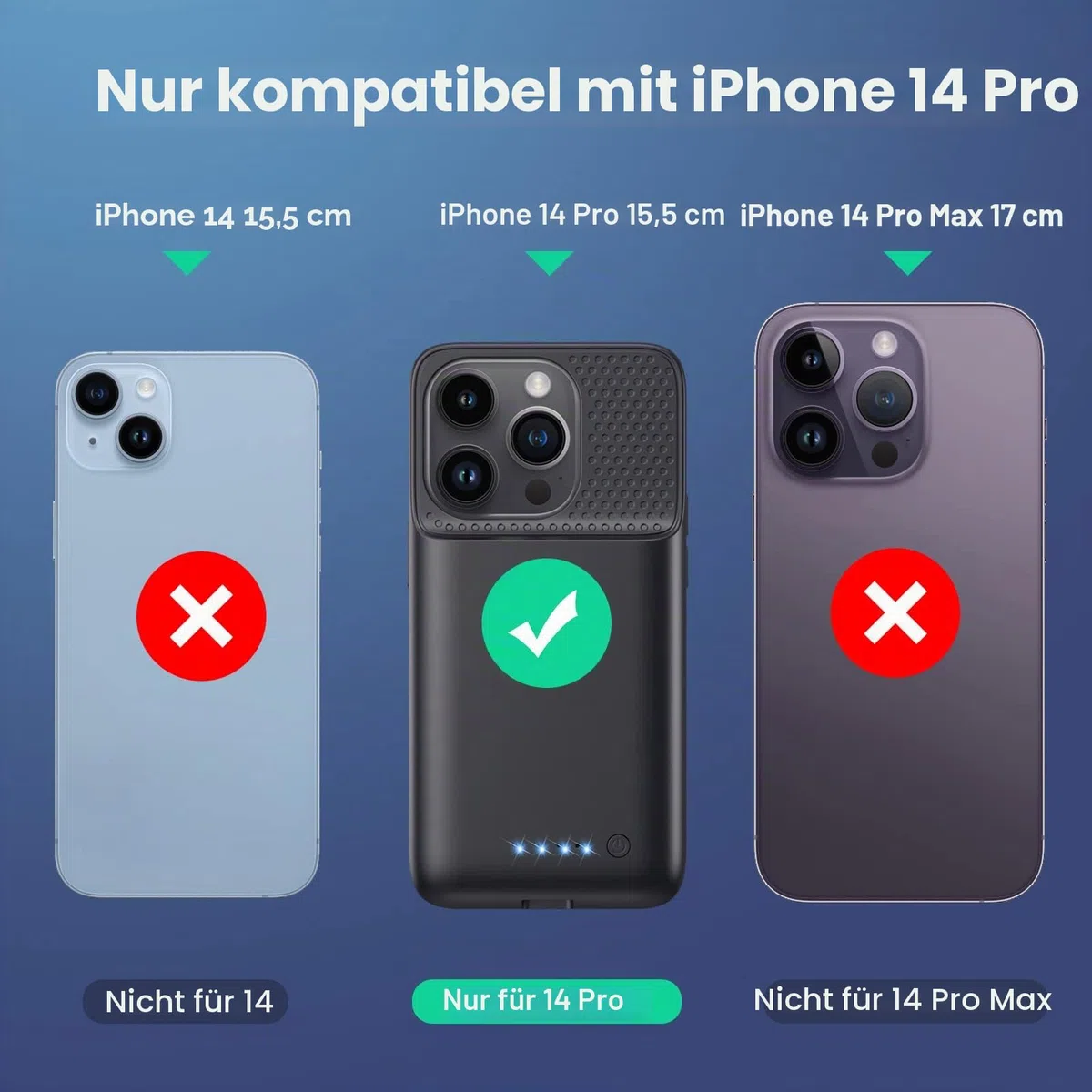 Feob Akkuhülle für iPhone 14 Pro,【2025 Neueste】 7200mAh Smart Battery Case Zusatzakku Ladehülle Tragbare Akku Hülle Abnehmbare Handyhülle Akku Powerbank hülle Akku Case für iPhone 14 Pro [6,1 Zoll]