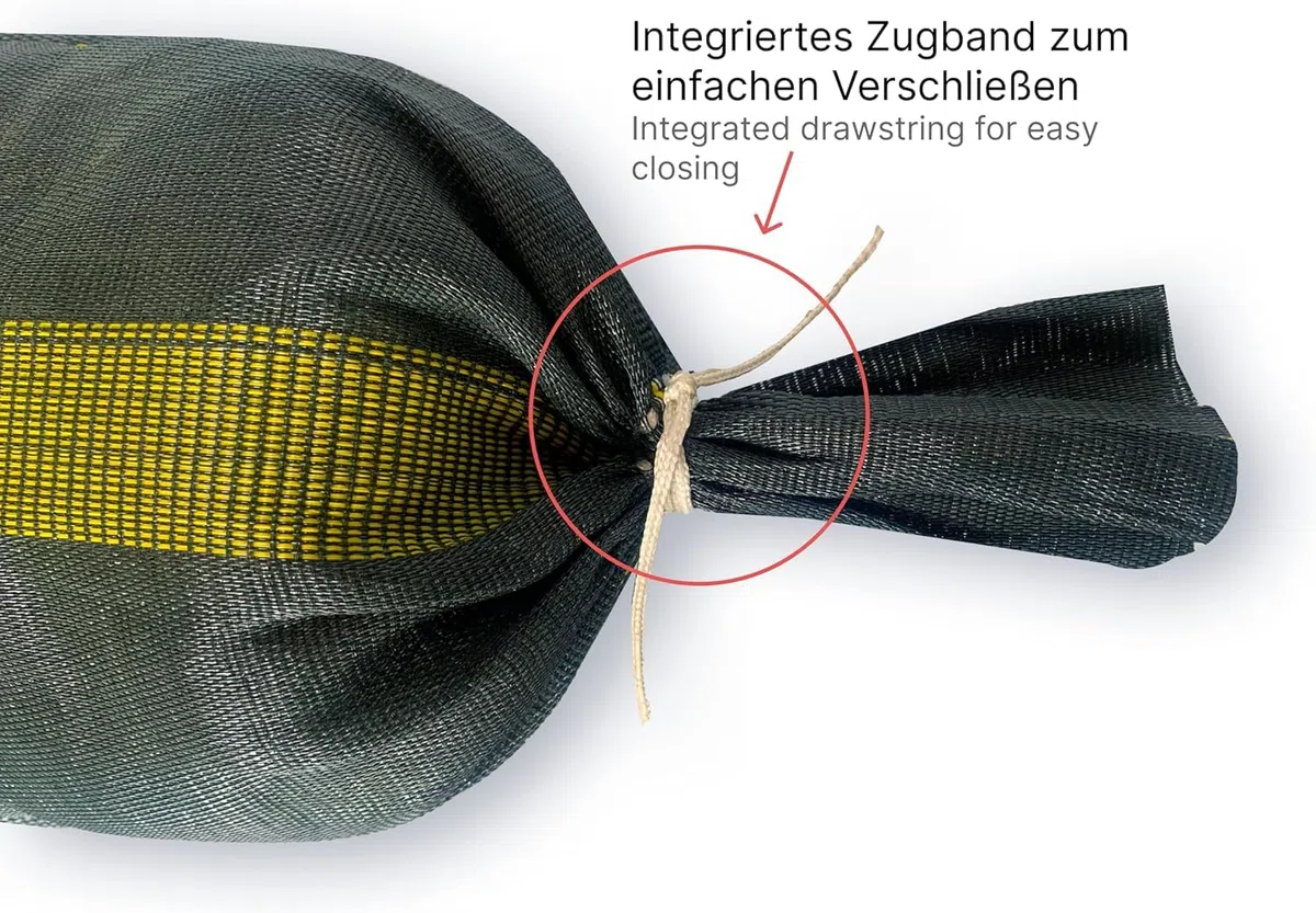 PREMIUM 10 Stück Sandsäcke zum befüllen, geeignet für Hochwasserschutz 25x100cm mit Zugband, Tragegriff und 2x Tragelaschen, Silosandsäcke, Silosack, Sandsack mit UV-stabilem Monofilgewebe