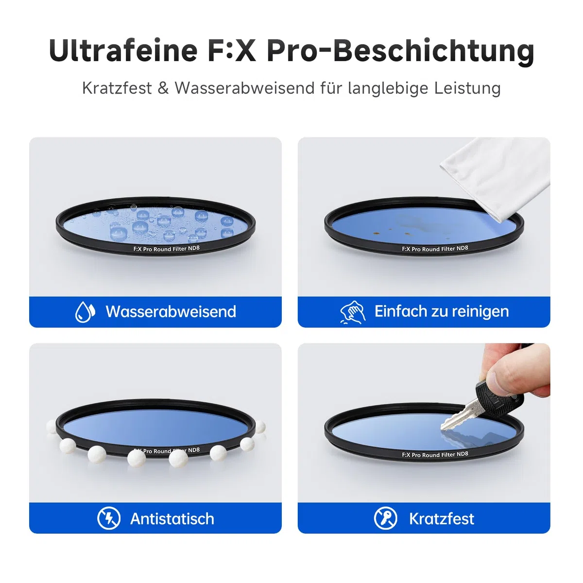 Rollei F:X Pro ND Filterset (ND8, ND64, ND1000) Neutraldichtefilter Set mit 3 Graufiltern (58mm) mit Ultrafeinem Coating Kratzfest Wasserdicht Rundfilter für Kameraobjektiv