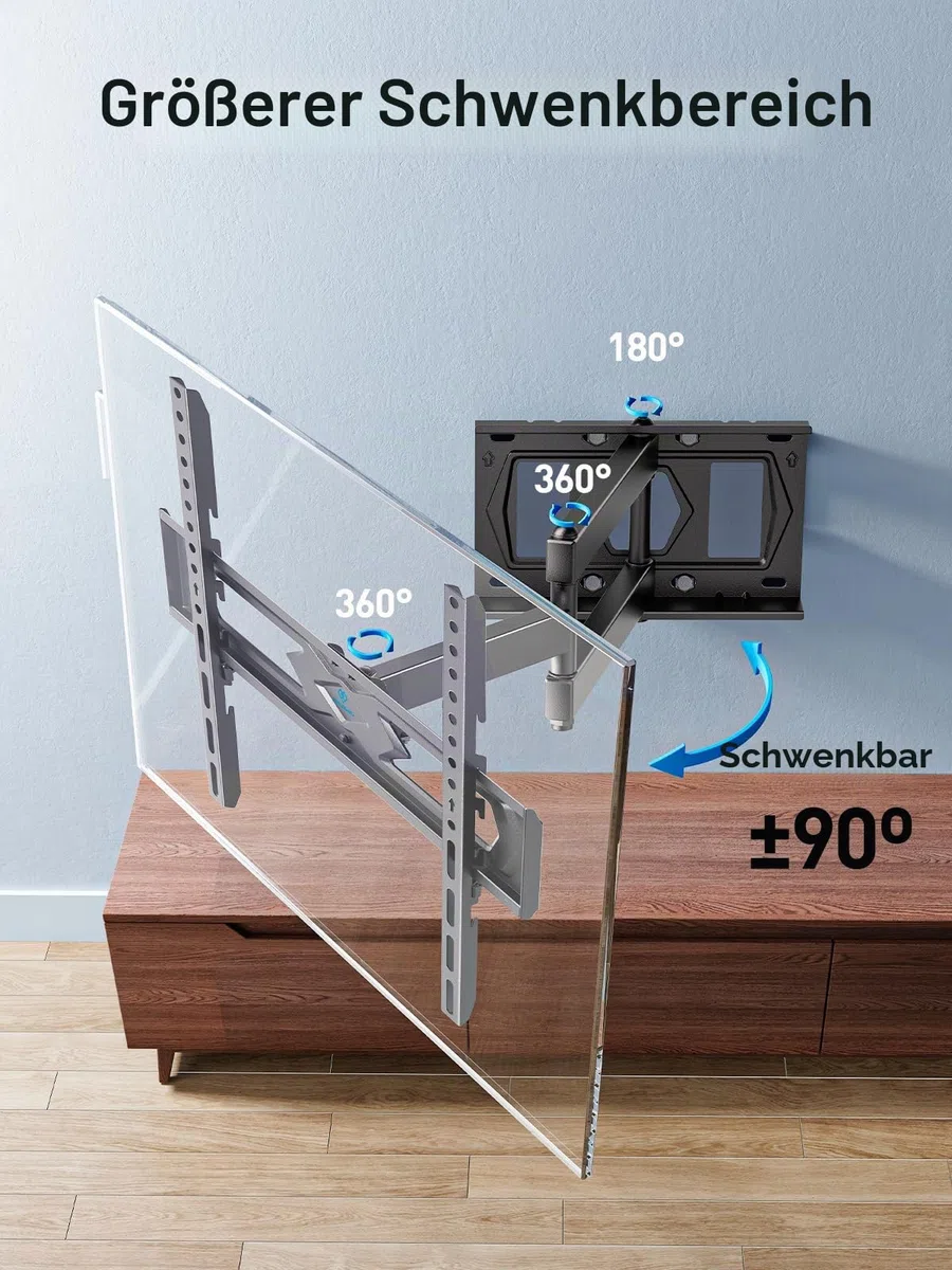 PERLESMITH TV Wandhalterung, für 26-60 Zoll Fernseher bis zu 40 kg, Schwenkbare Neigbare TV Halterung 43 55 Zoll, Wandhalterung Fernseher Max. VESA 400x400 mm, PSMFK10