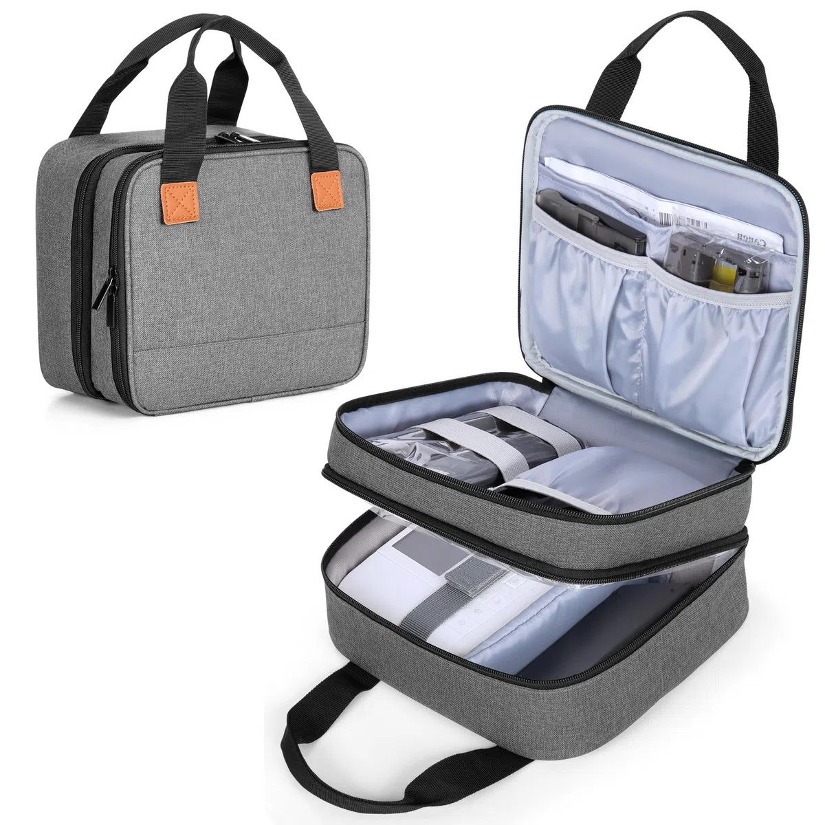 Luxja Fotodrucker Tasche Groß, Foto Drucker Tasche mit Griff, Photodrucker Reisetasche ist mit dem Canon SELPHY CP1500 / CP1300 / CP1200 Kompatibel, Grau
