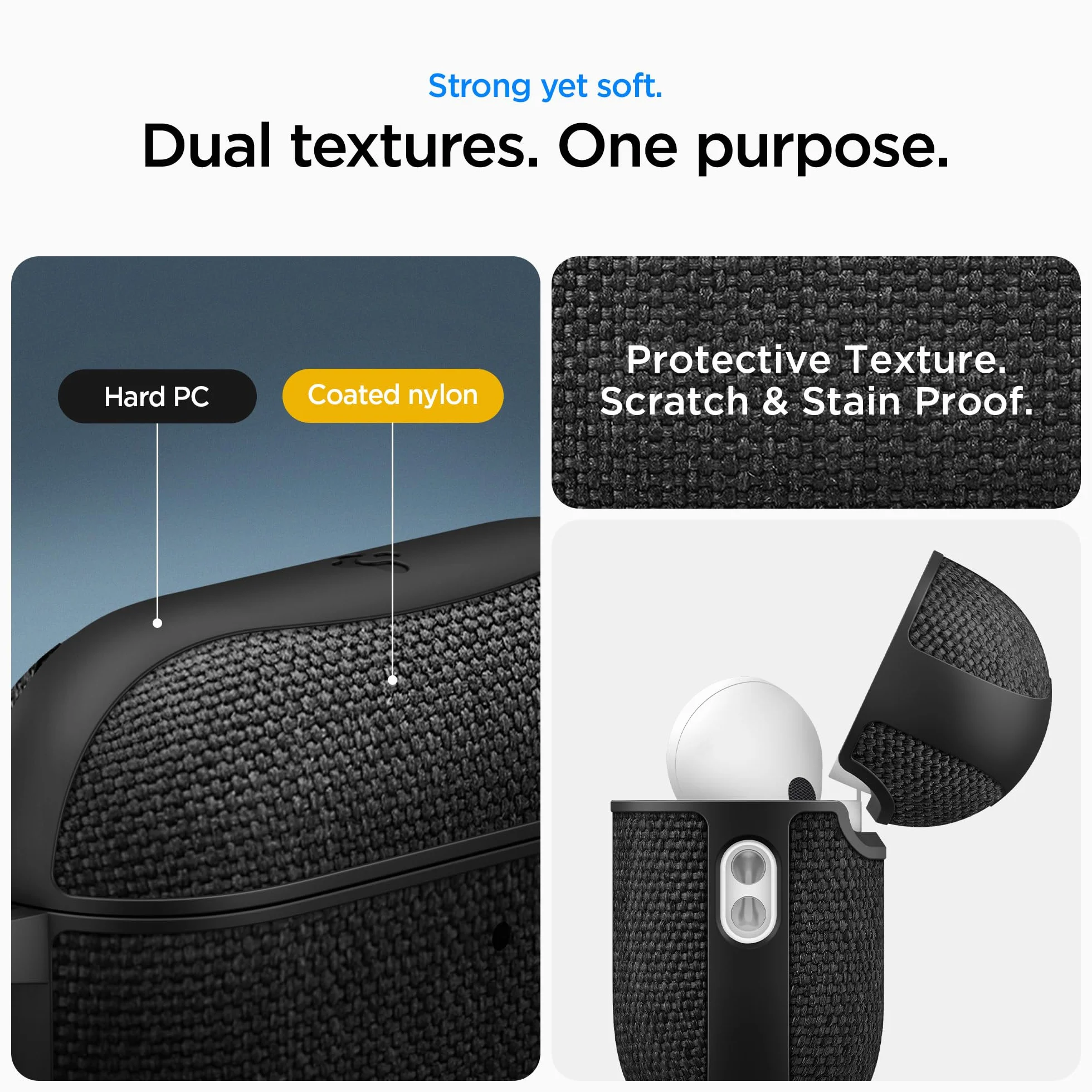 Spigen Urban Fit Hülle für AirPods Pro 3. Generation (2025), Schutzhülle aus Nylon und PC mit Karabiner - Schwarz