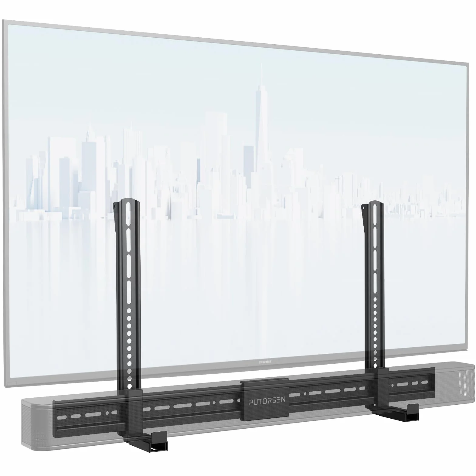 Soundbar Halterung Universal für Soundbars mit/ohne Montagelöcher bis zu 15kg, Verstellbarer Soundbar-Halterung für TV Wandhalterung mit Anti-Rutsch-Sockelhalter