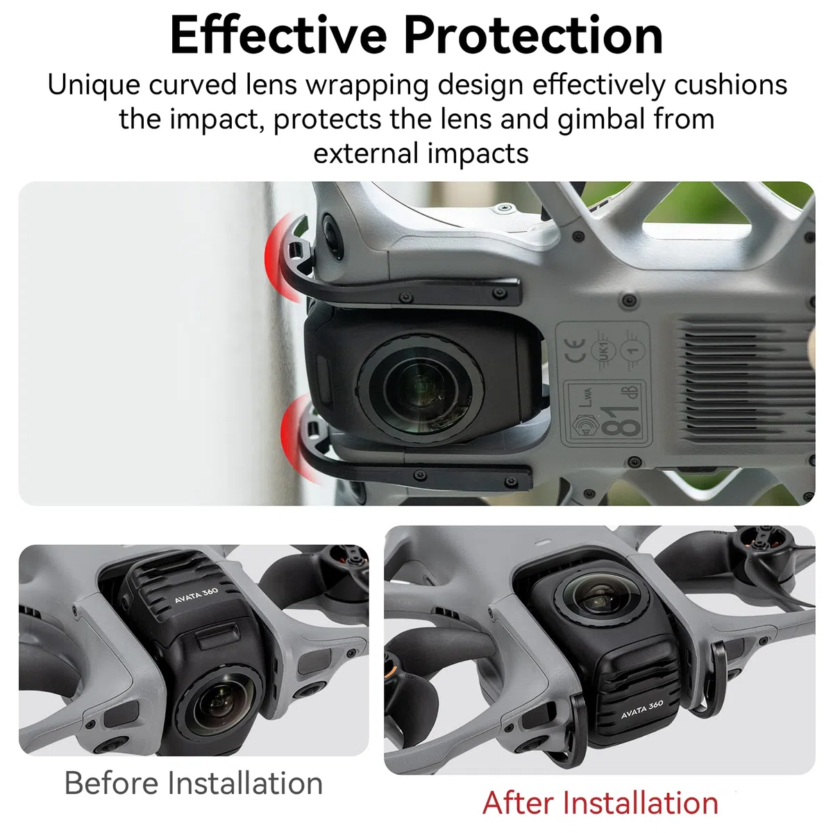 Gimbal Bumper für DJI Avata 360 - Drohnenzubehör Kameraobjektiv Metall Schutzbügel aus Aluminiumlegierung Anti-Kollisions Gimbal Schutz für DJI Avata 360 Drohnen