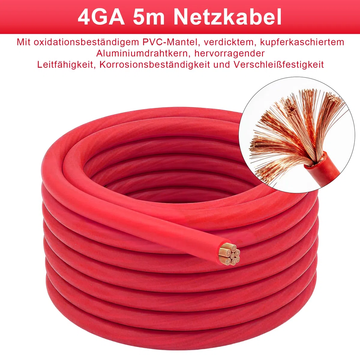 Subwoofer Kabel Set, 4GA 5M Verstärker Kabel Set, Car Audio Wire, Endstufen Anschluss, Auto Subwoofer Kabel