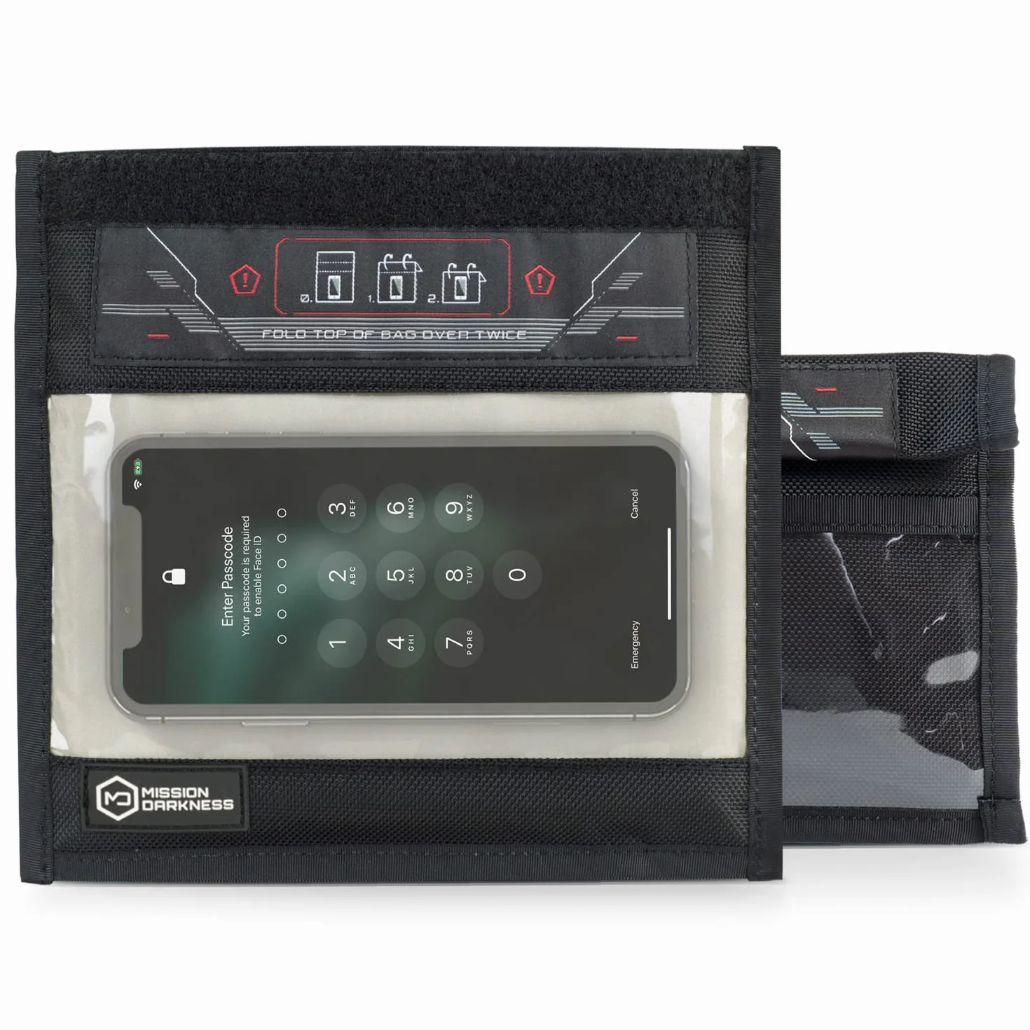 Mission Darkness Faraday-Tasche mit Fenster für Telefone // Geräteabschirmung für Strafverfolgung und Militär, Privatsphäre von Führungskräften, Anti-Hacking, Reisen und Datensicherheit Schwarz