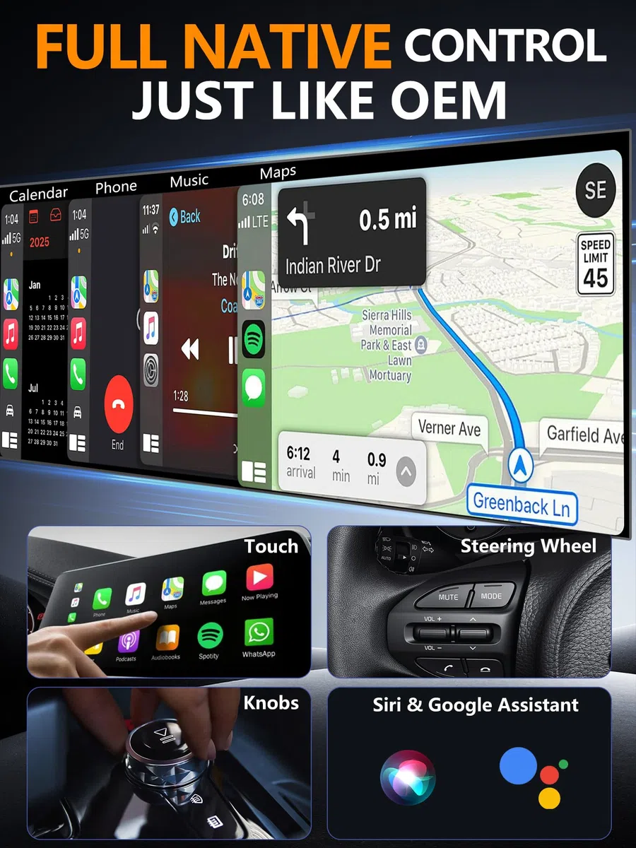 2-in-1 Mini CarPlay Wireless & Android Auto Wireless Adapter, Aufrüstung von kabelgebunden auf kabellos,schnelle automatische Verbindung,Plug & Play,iOS 10+, Android 10+, Autos ab 2016(1Stück)