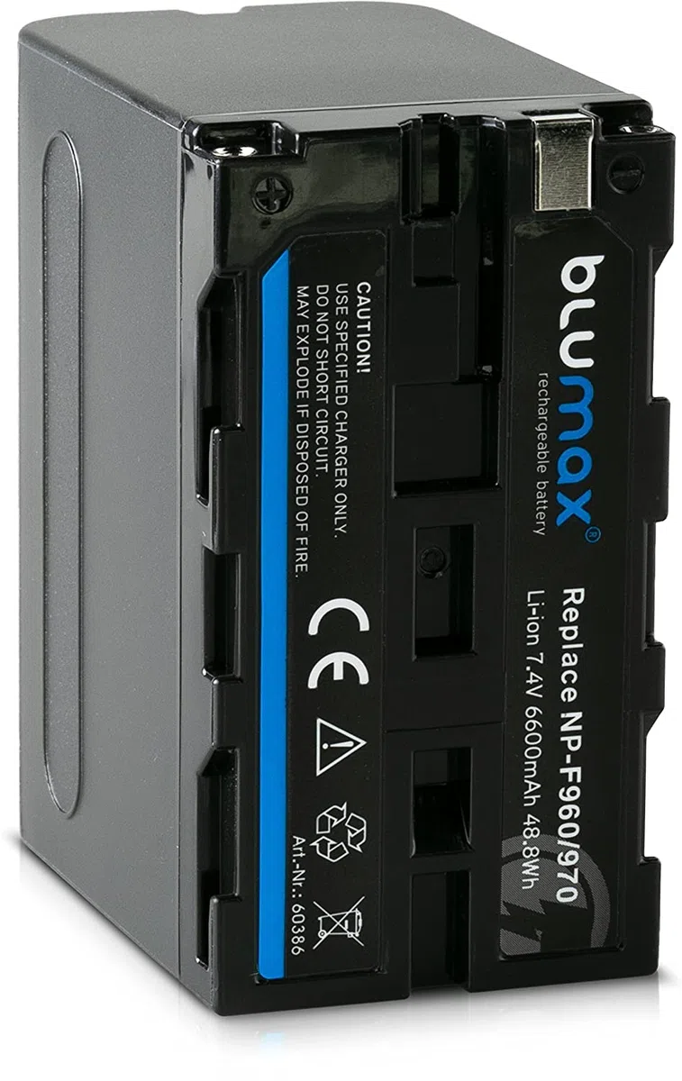 Blumax Akku kompatibel mit Sony NP-F550 / NP-F530 / NP-F570 | 6600mAh - (Blackmagic NP-F570) - auch für Diverse Blitzgeräte Videoleuchten Fieldmonitore