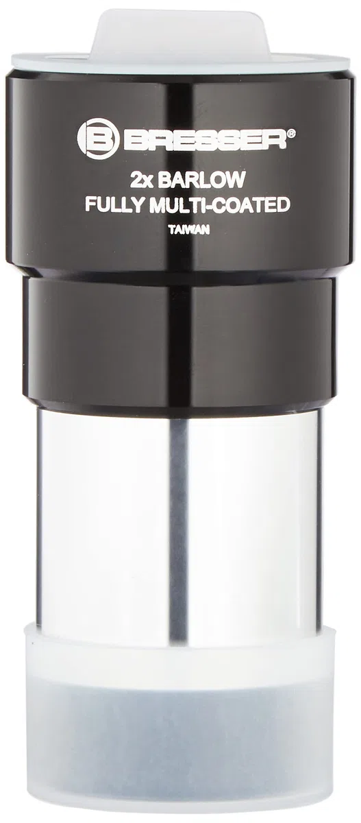 Bresser Teleskop Barlow Linse (2-fach, zur Verdoppelung der Brennweite eines Teleskopes, mit vollvergüteter 4-linsiger Optik, 31,7mm 1.25), schwarz