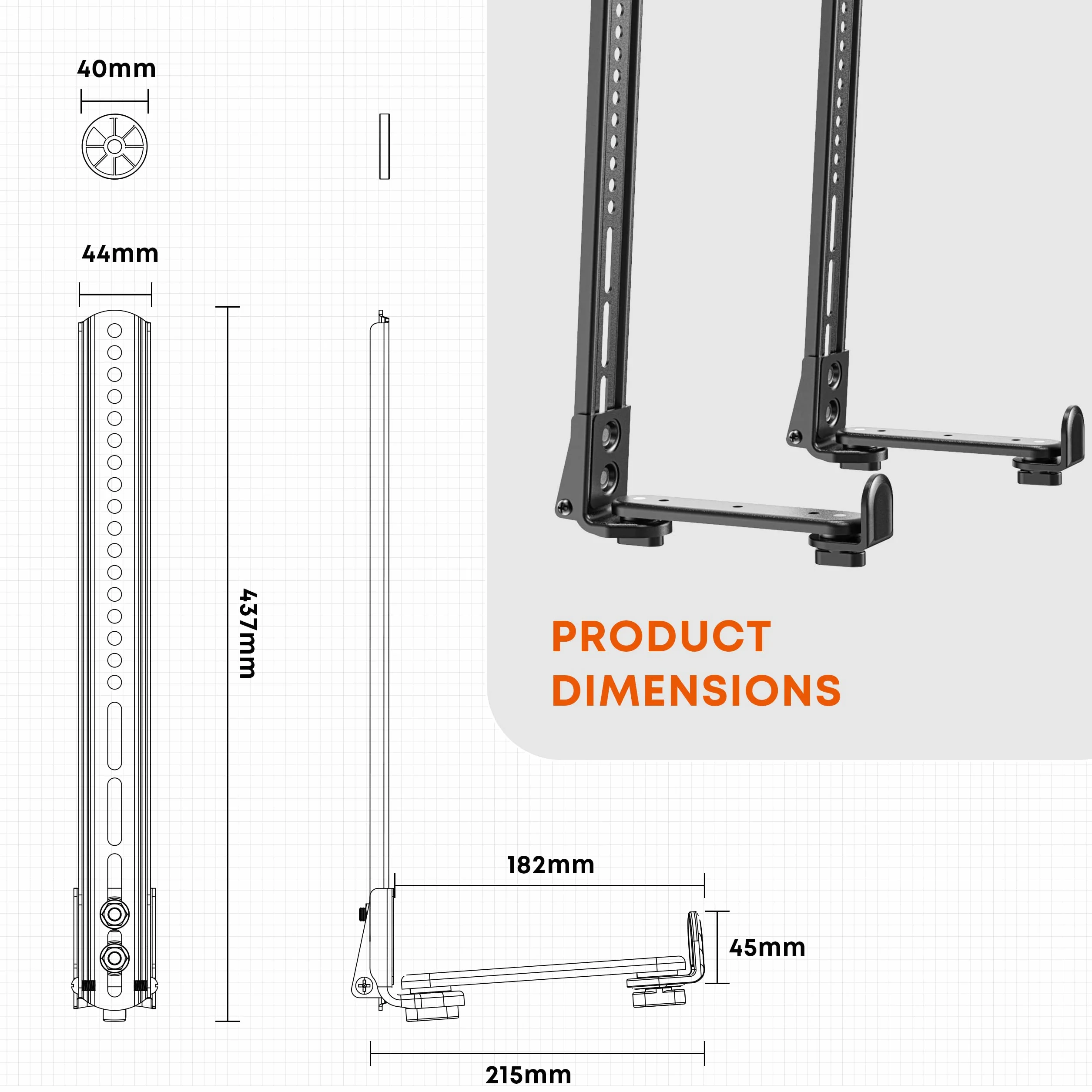 PUTORSEN Soundbar Halterung Universal für die Montage über oder unter TV, Soundbar-TV-Halterung für Soundbar mit und ohne Montageloch, mit Anti-Rutsch Sockelhalter, für Soundbar bis zu 15kg, Schwarz