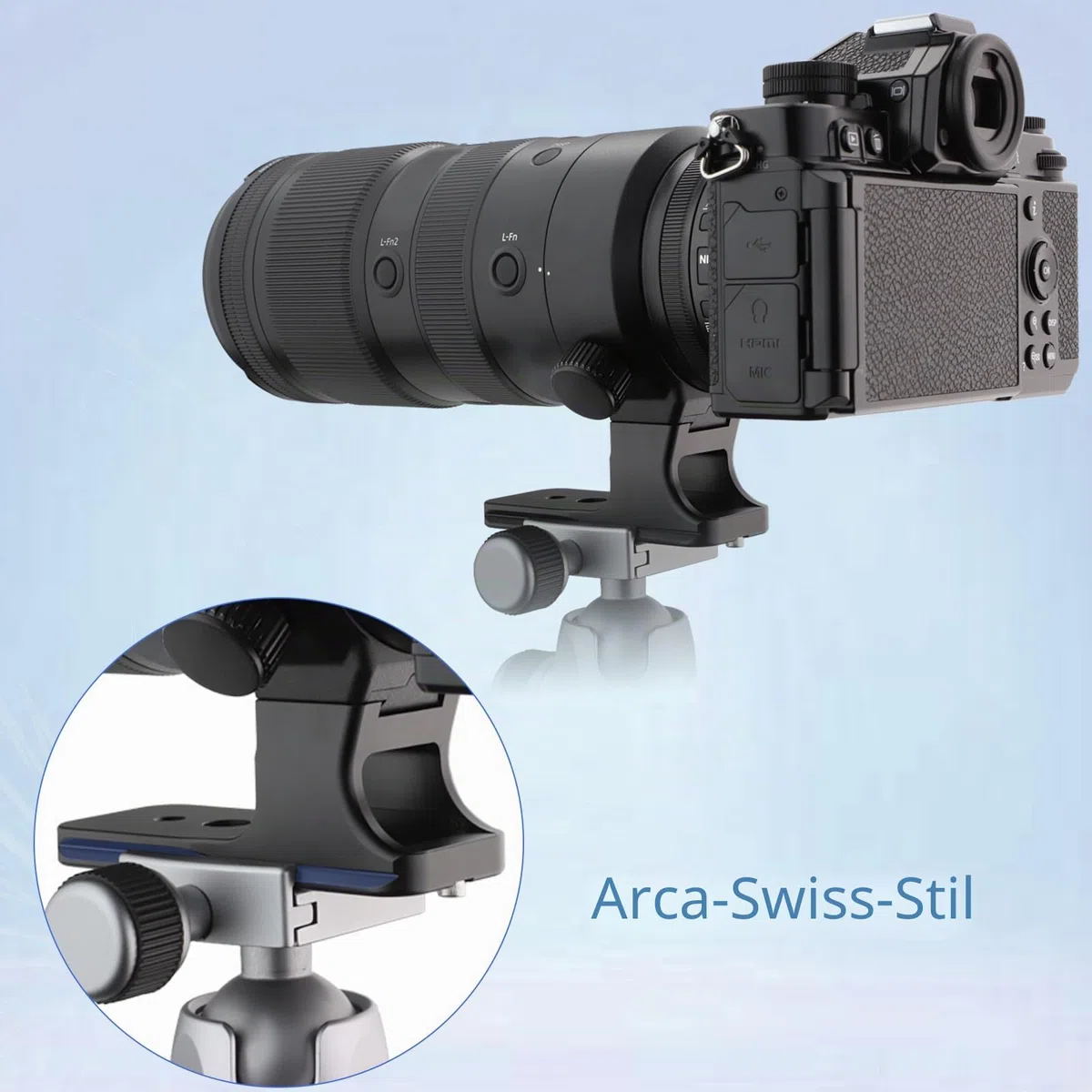 Leftfoto Ersatz-Objektivfuß für Nikon Nikkor Z 100–400 mm f/4.5–5.6 VR S, Z 400 mm f/4.5 VR S - Arca Swiss Style, Schwarz, Objektivfuß, Linsenmontage, Kamera