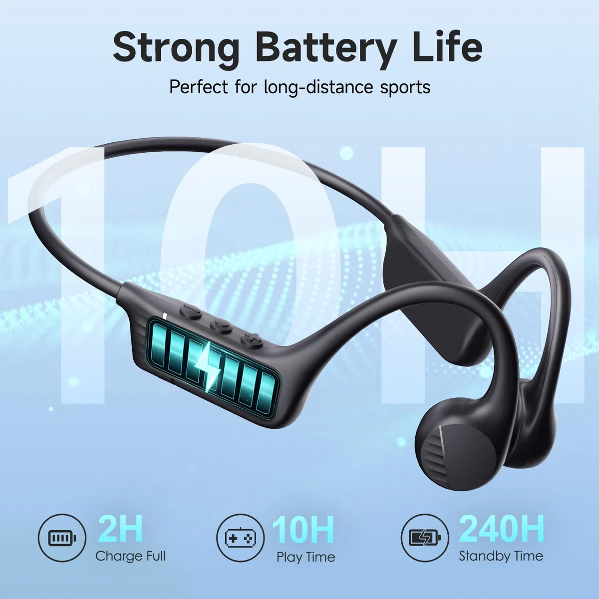 IFECCO Knochenschall Kopfhörer Bluetooth 6.0, Open Ear Kopfhörer Kabellos IP67 wasserdichte Schweißfeste Bone Conduction Headphones, Sportkopfhörer für Fitness Radfahren Läufer Fahrrad