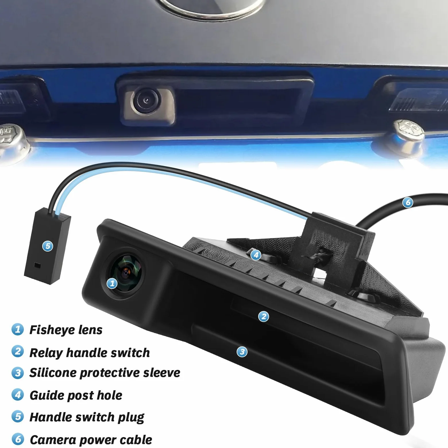 HD 720P Auto Rückfahrkamera Ersatz für BMW 3er 5er X6 E39 E60 E70 E82 E90, 170 Grad Weitwinkel Auto Nachtsicht Rückfahrkamera Parkkamera Wasserdicht