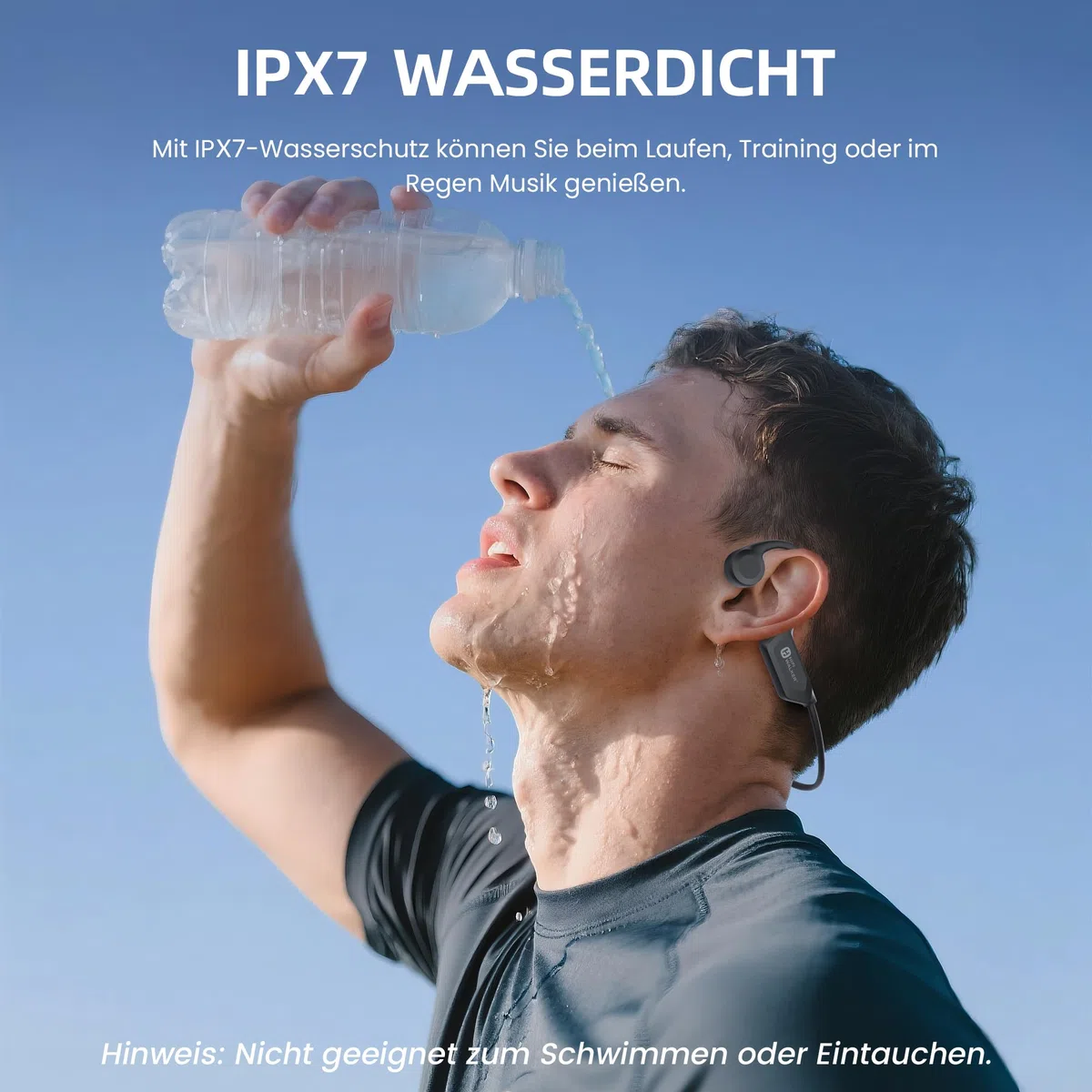 HIFI WALKER Knochenschall Kopfhörer, Open Ear Kopfhörer Bluetooth 6.0, Bone Conduction Headphones 18 Stunden Akkulaufzeit, IPX7 Wasserdicht Sportkopfhörer für Fitness/Radfahren/Fahren/Laufen