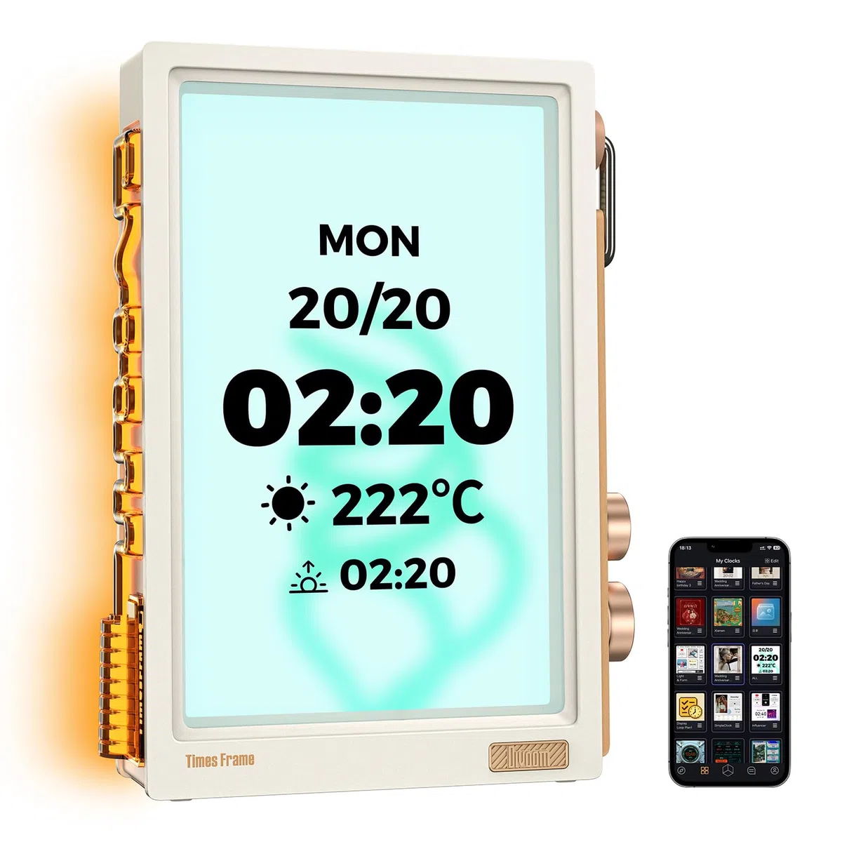 Divoom Times Frame Digitaler Bilderrahmen 10.1 Zoll 64GB Speicher IPS HD 1280x800 Transparent