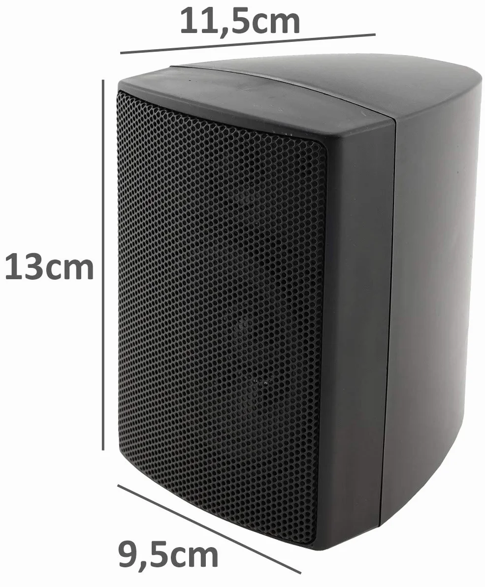 ChiliTec 2-Wege Lautsprecher Schwarz, Paar, Wand-Lautsprecher für HiFi Stereoanlage Heimkino, 40Watt 8Ohm