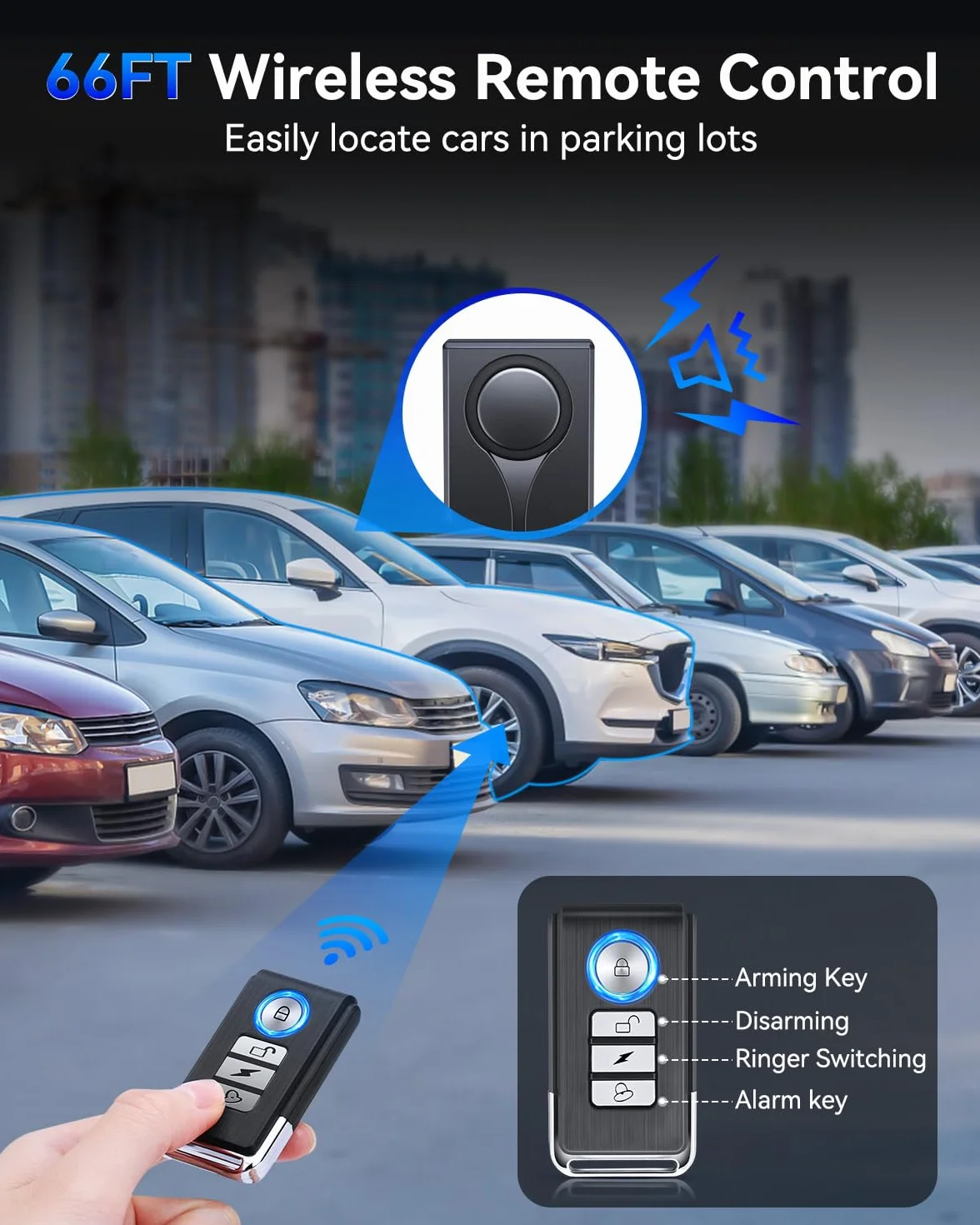 108 dB Autoalarmanlage, Auto-Diebstahlschutz mit Vibrationssensor, kabelloses Fernbedienungs-Diebstahlschutzgerät mit magnetischer Befestigung für Wohnmobile, SUVs und Lkws