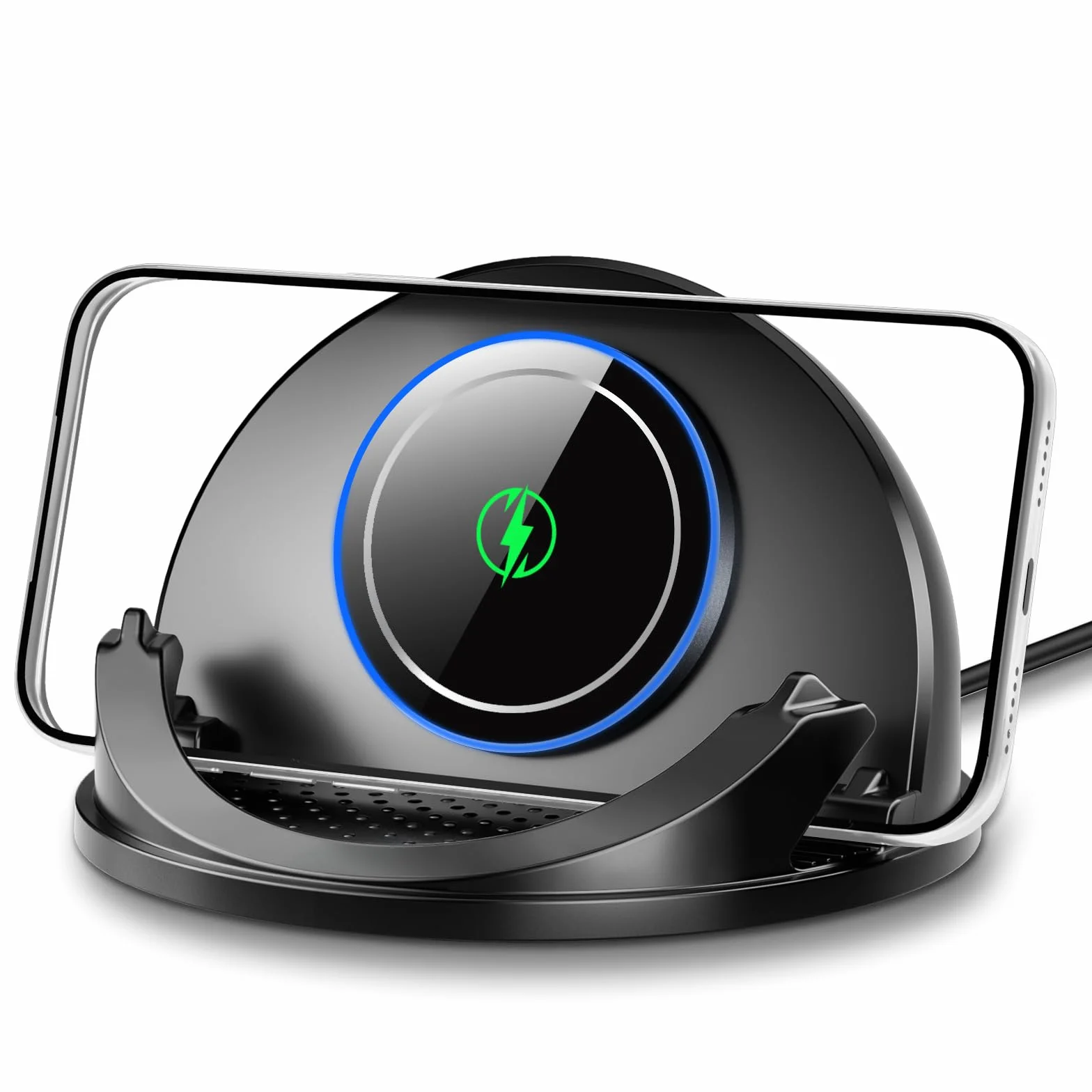 Beeasy 15W Handyhalterung Auto mit Ladefunktion, [2026 Kühlung Lüfter] Qi Induktive Ladestation Auto Handy Halterung Armaturenbrett, Wireless Charger Kfz für iPhone Samsung Smartphone