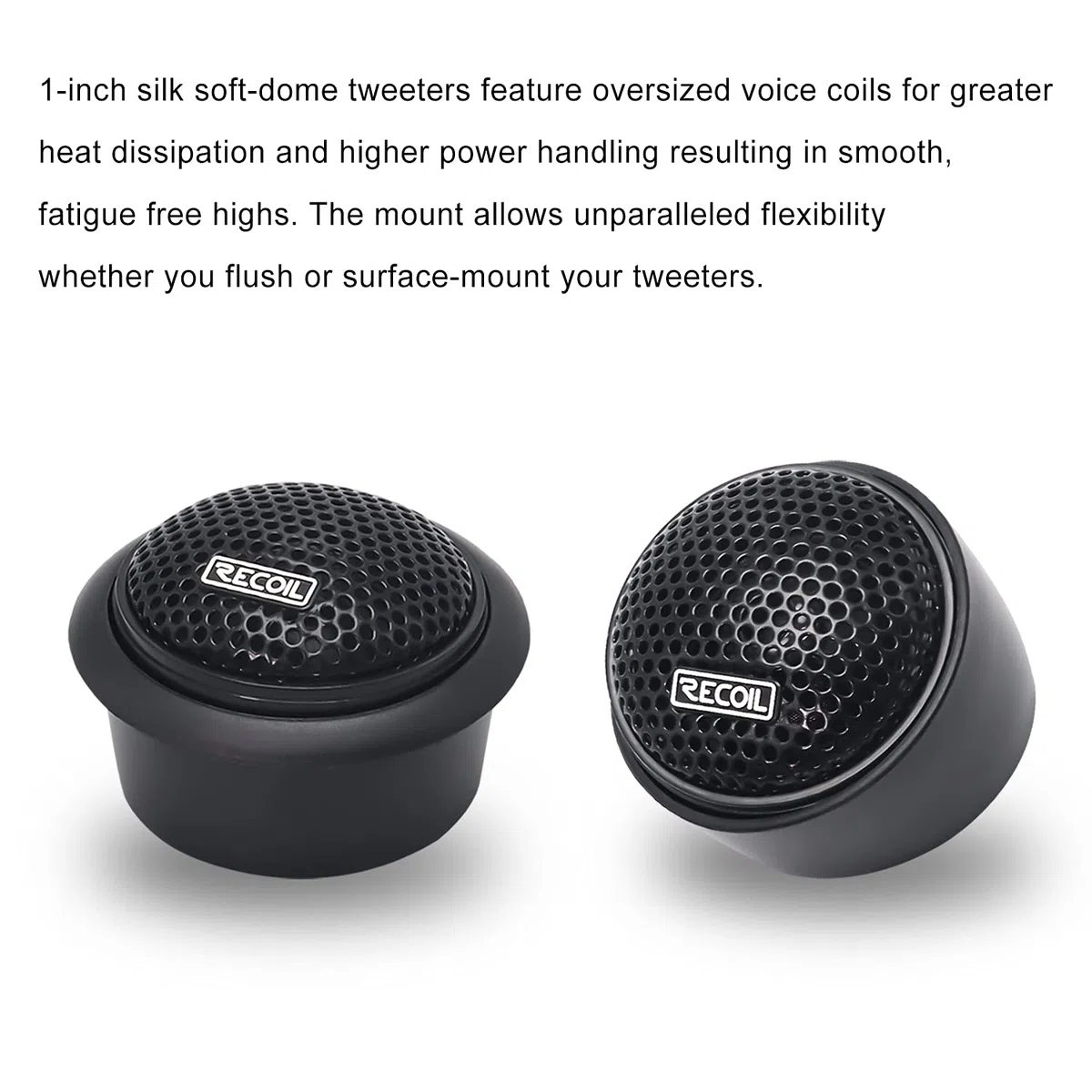 RECOIL RET1 Echo Serie 1-Zoll-Hochtöner (45 mm) mit Neodym-Seidenkalotte – Paar Hochtöner für Auto-Komponenten-Audiosystem mit integriertem 3-Stufen-Filter