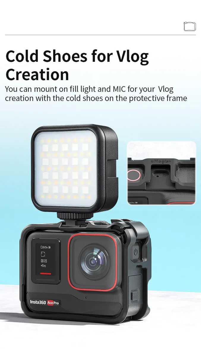 Schutzrahmen Halterung für Insta360 Ace Pro 2, Vertikal Horizontal Halter Mount Kamera Käfig Zubehör für Insta360 Ace Pro 2/Insta360 Ace Pro/Insta360 Ace