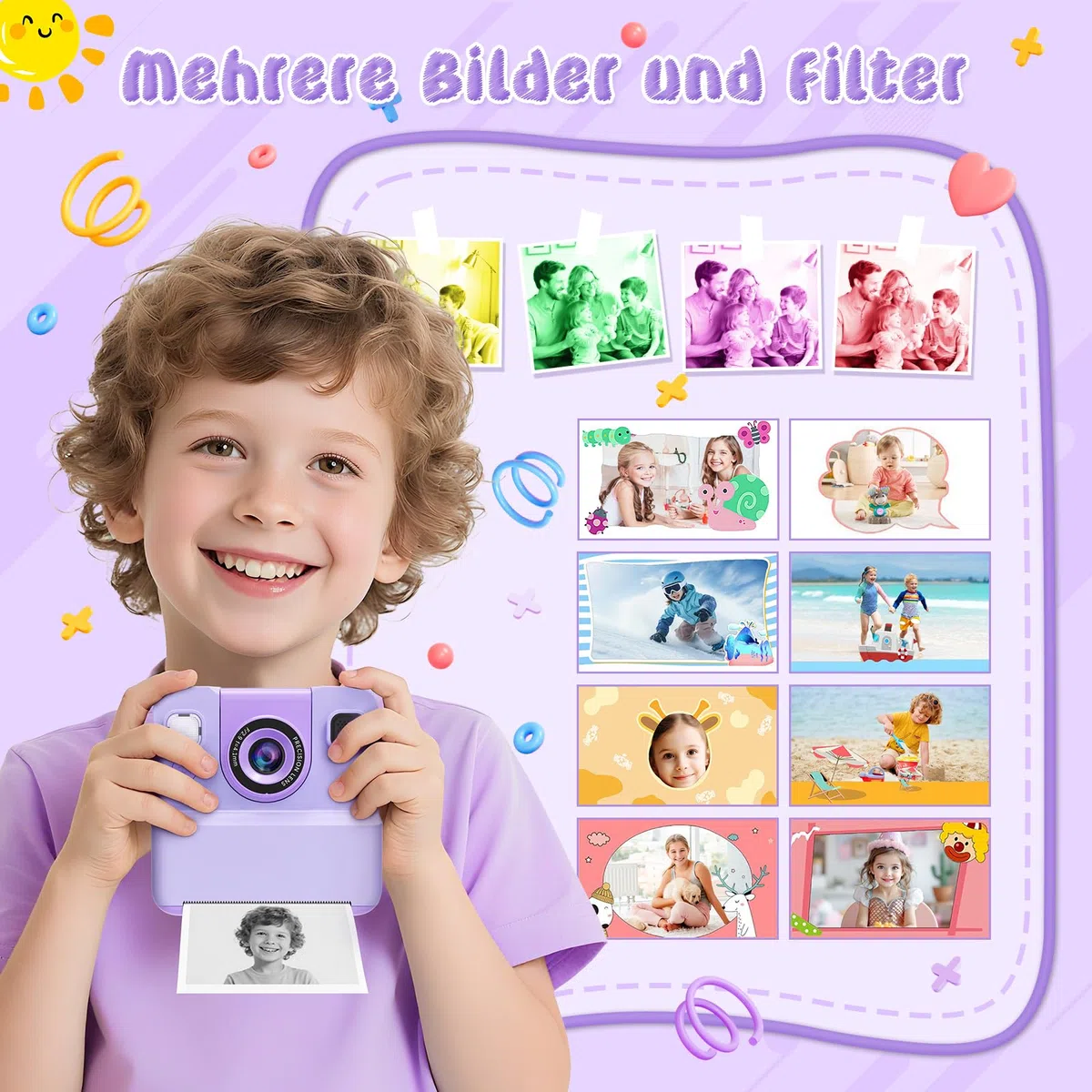 Kinderkamera, Sofortdruck-Spielzeug für Teenager-Mädchen: Flip-Up-Kameras, Geschenk für Mädchen im Alter von 3–16 Jahren (für Weihnachten oder Geburtstag), 1080P HD-Digitalvideo-Sofortdruckkameras mit