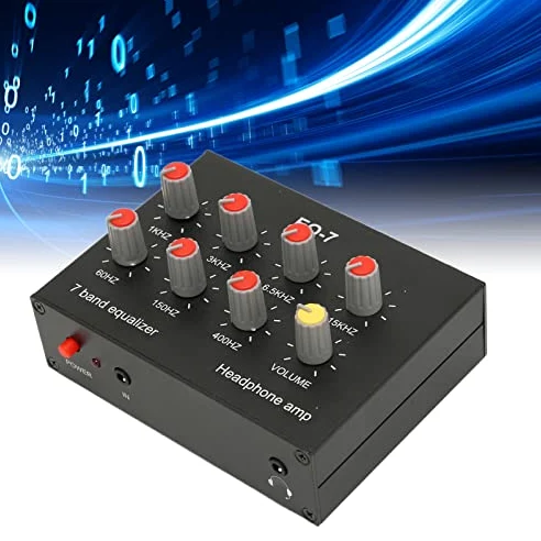 Tonysa 7 Band Sound Equalizer, Ausgang Eingang, 12dB hohe Bassanpassung, Zweikanal Digital Equalizer, 3,5 mm Schnittstelle, für Aufnahmen, Streaming, Podcasting