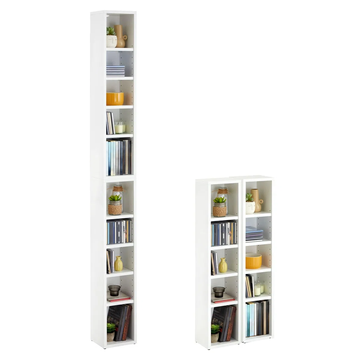 CARO-Möbel CD DVD Blueray Regal Chart in Weiß – Zweiteiliges Medienregal, Aufbewahrung, CD-Ständer mit 10 Fächern für bis zu 160 CDs, 20x187 cm (B x H)