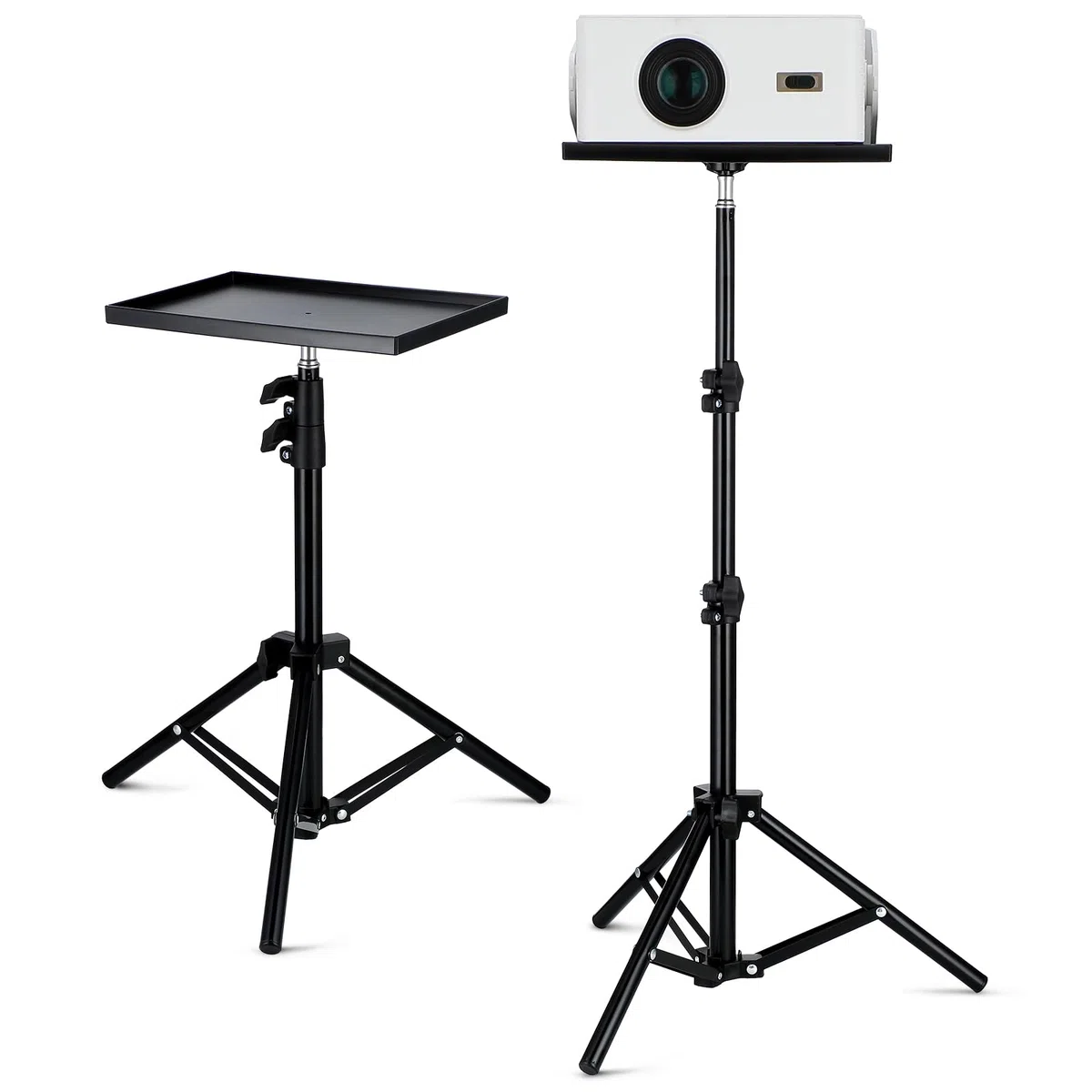 SOIMISS Beamer Ständer, Multifunktionaler Beamer Stativ mit Klappbar, Verstellbarer Höhe Von 40cm Bis 110cm, Projektor Halterung mit Klein Tablett, Laptop Ständer Tragbarer Projektorständer für Kamer